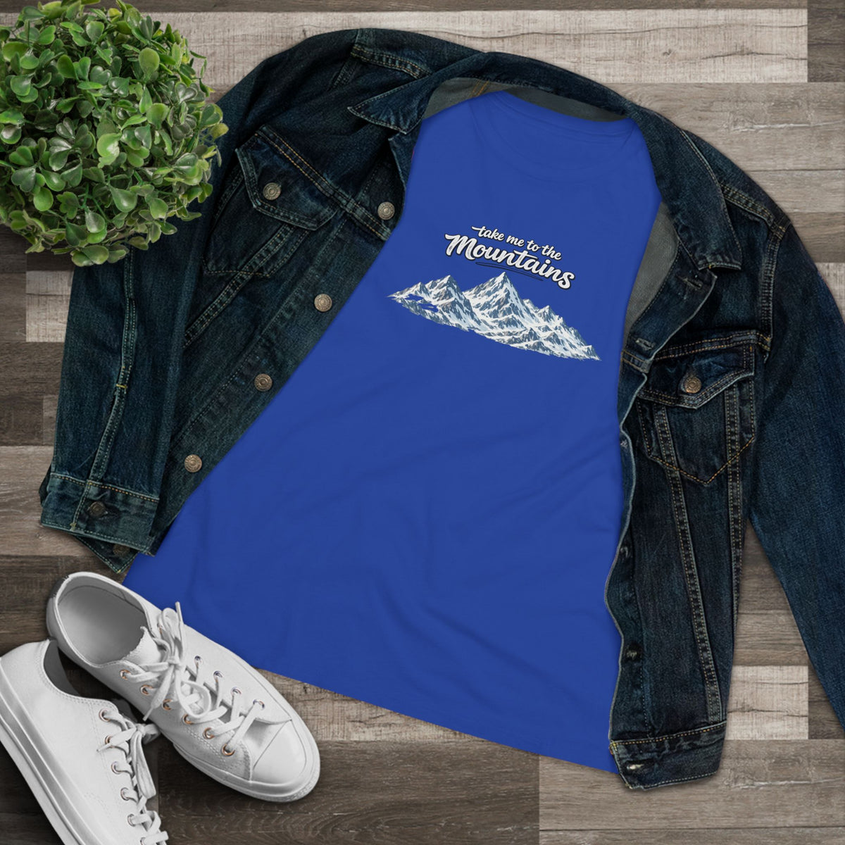 Damen "Take Me to the Mountains" T-Shirt, Berg-Liebhaber T-Shirt, Wander-Shirt für Frauen, Outdoor Natur-Liebhaber Geschenk, 4 Farben, 100% Baumwolle