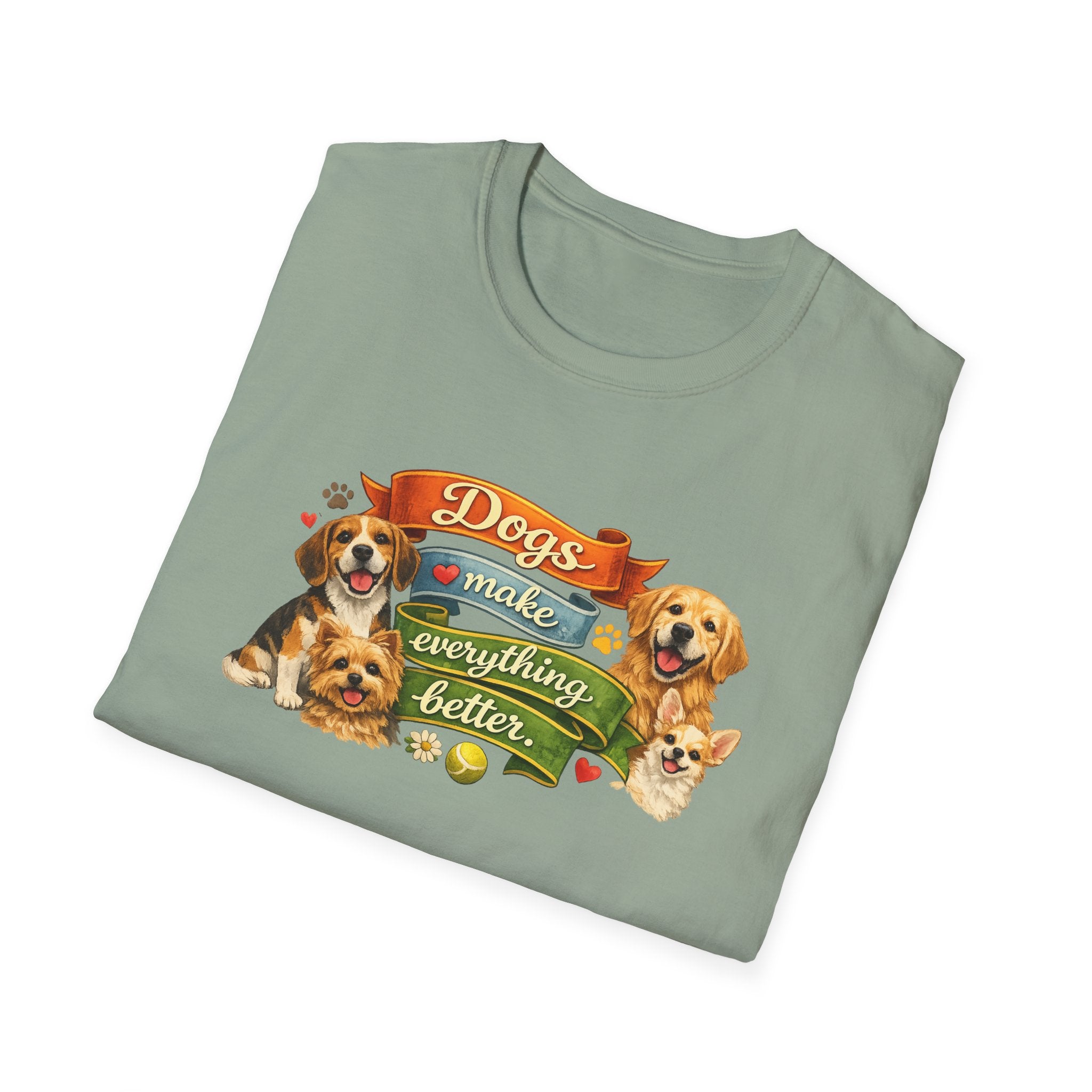 Dogs Make Everything Better T-Shirt Dog Lover Shirt for Women Gift for Dog Owners Pet Lover Graphic Tee 6 colors 100% cotton