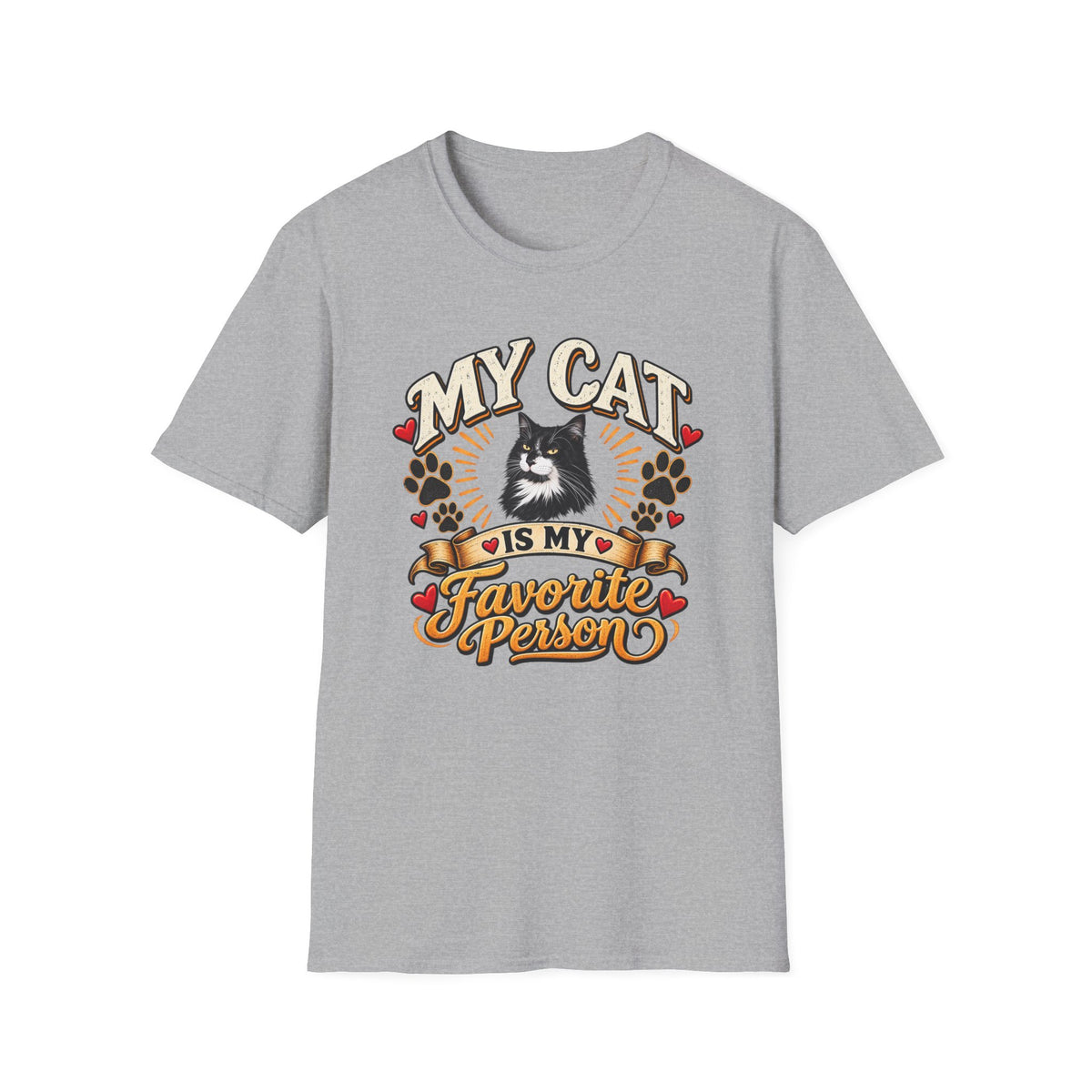 SatsandStripes.com My Cat Is My Favorite Person Personalized Softstyle® T-Shirt – Custom Pet Photo Cat Lover Shirt Grey