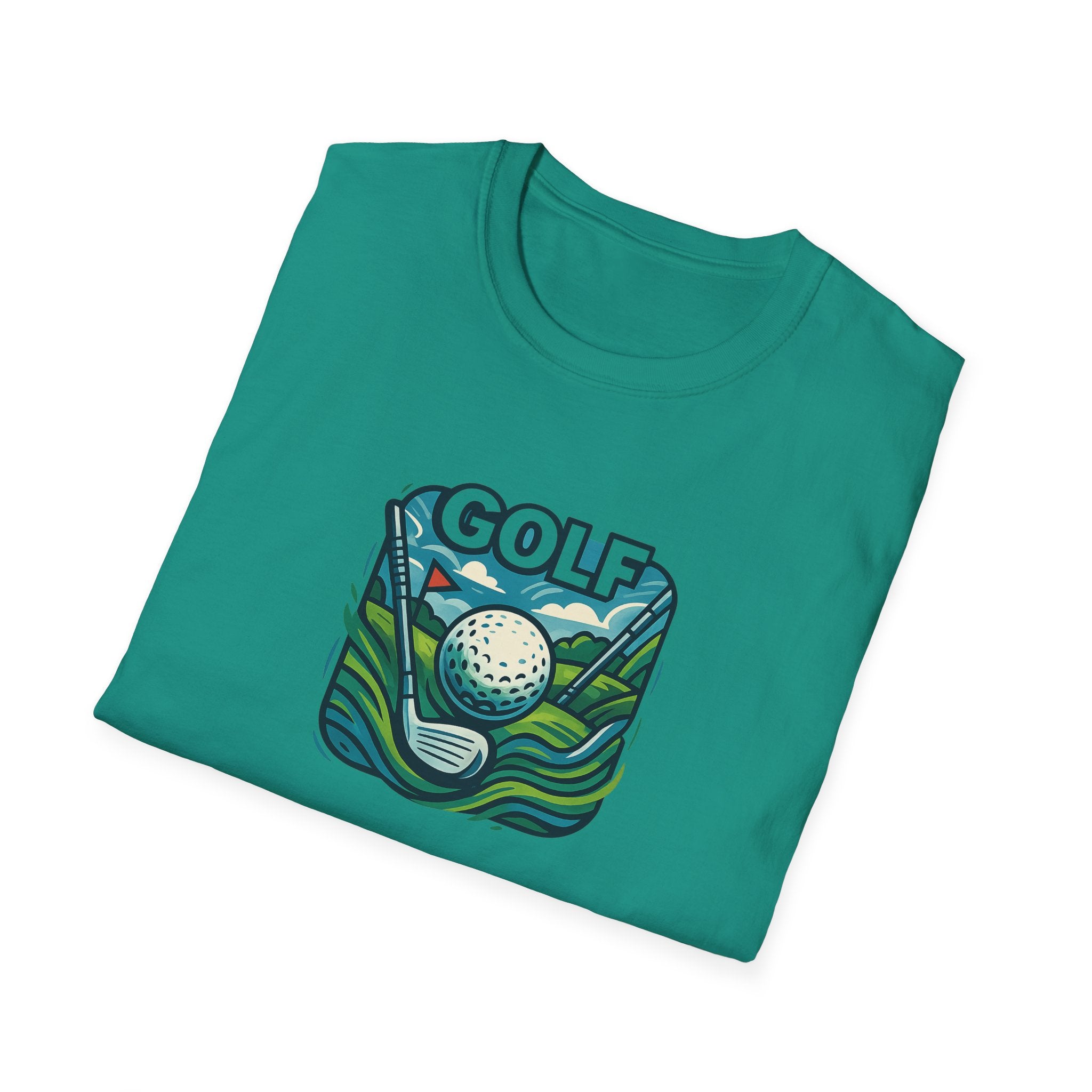 Retro Graphic Golf Tee with Club and Ball Design Perfect Gift for Golf Enthusiasts 4 colors 100% cotton