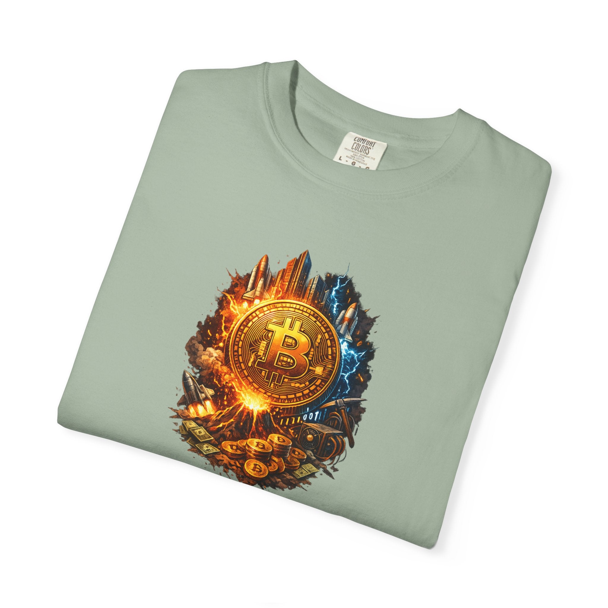 Bitcoin Fire & Steel T-Shirt Bold Crypto Graphic Tee Bitcoin Investor Shirt Digital Gold Crypto Shirt 3 colors 100% cotton