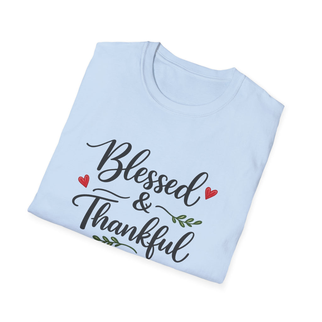 Blessed & Thankful T-Shirt Christian Gratitude Shirt Faith Inspired Tee 7 colors 100% cotton