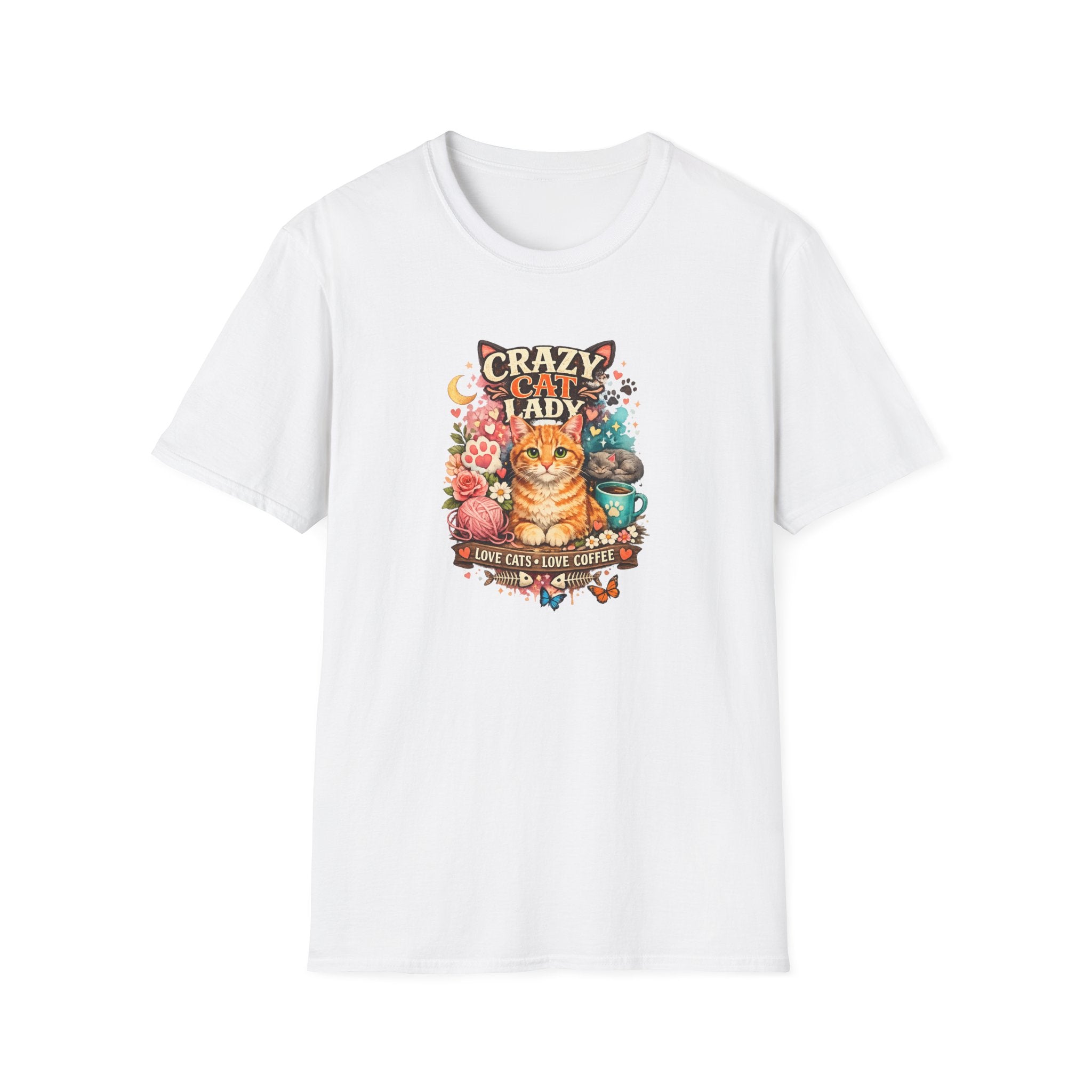Crazy Cat Lady T-Shirt Love Cats Love Coffee Tee Cute Cat Mom Shirt Funny Cat Lover Top Gift for Cat Owners 8 colors 100% cotton