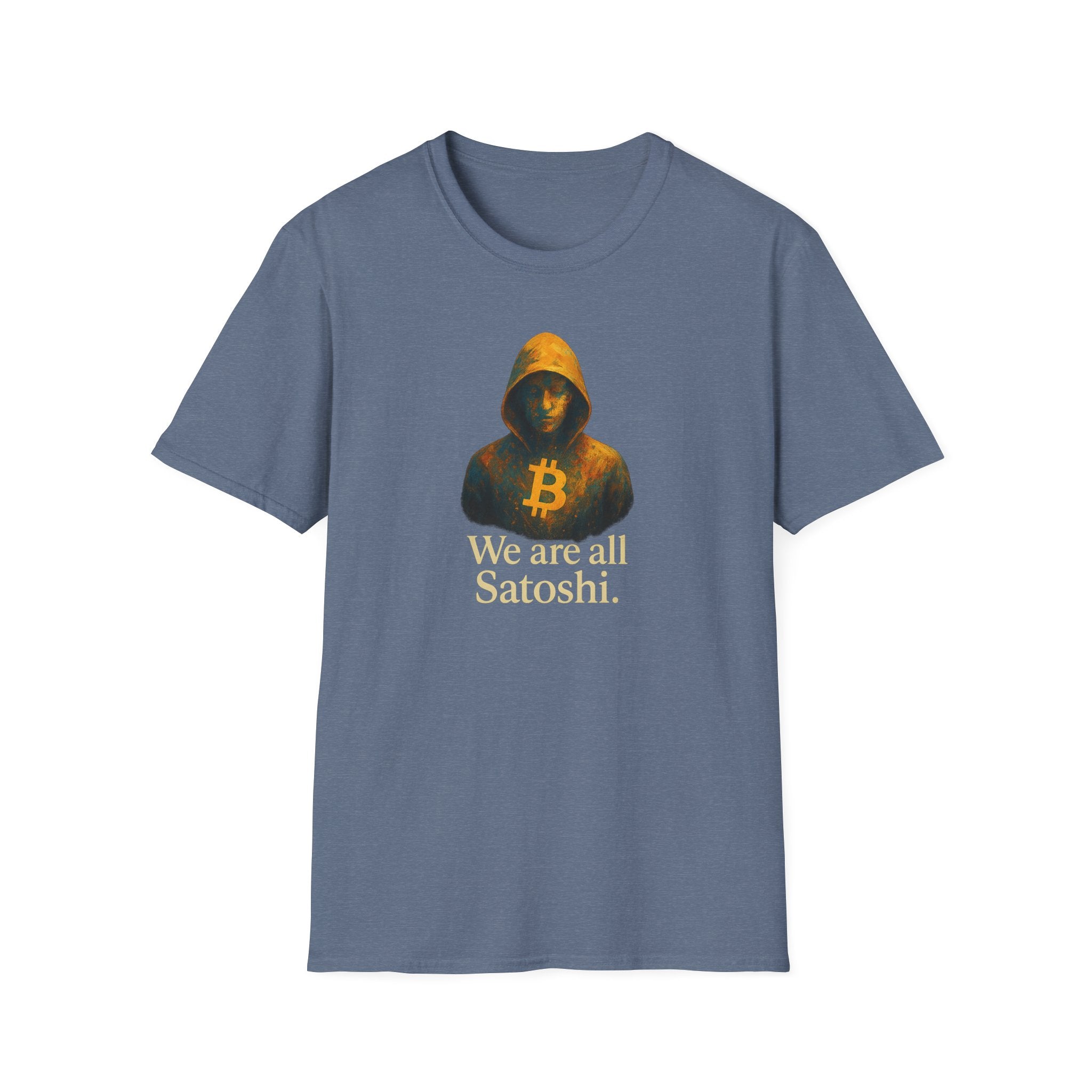 Sats and Stripes We Are All Satoshi Bitcoin T-Shirt Unite the chain Wear the code Denim