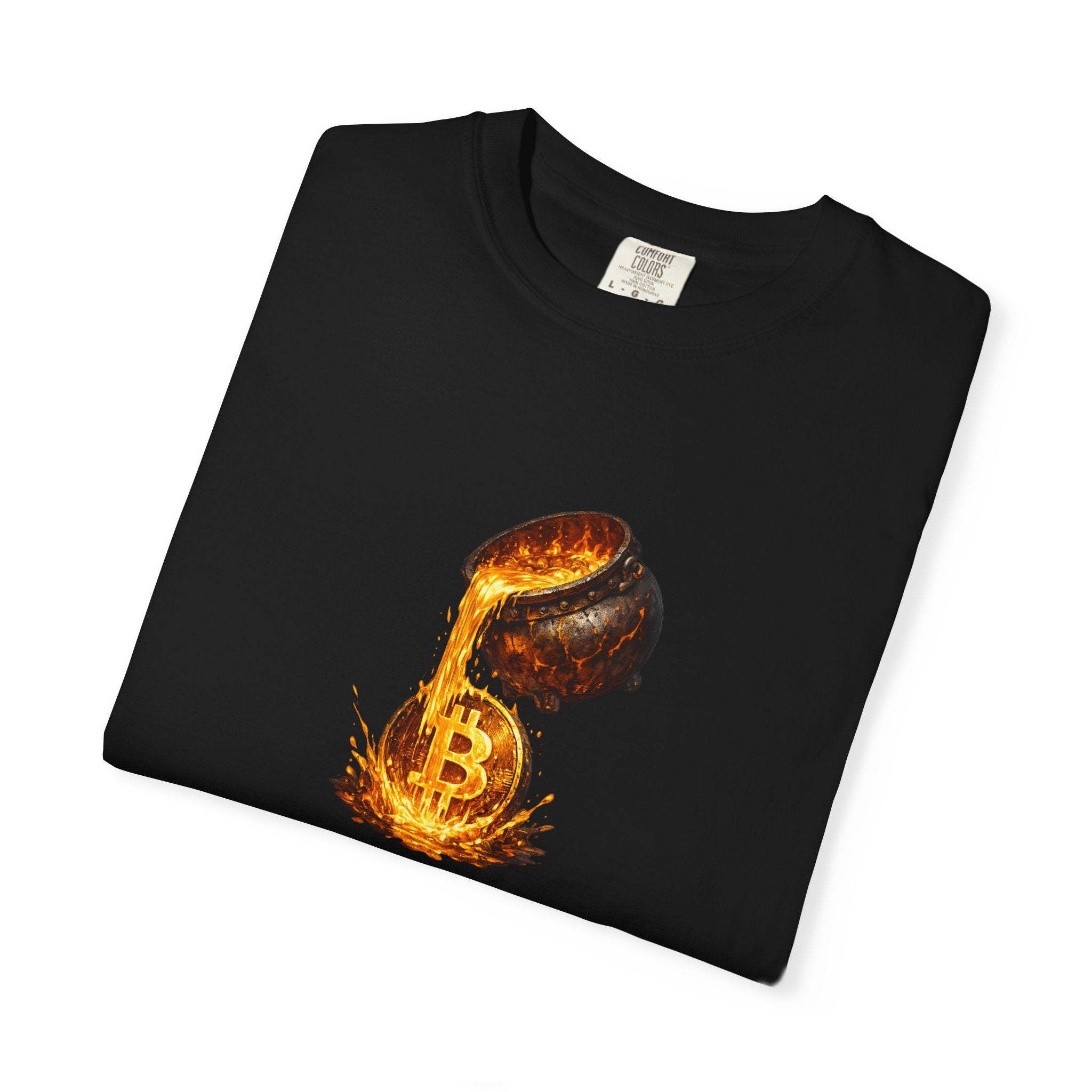 Molten Bitcoin Pour Tshirt Crypto Lava Gold Graphic Tee Bitcoin Investor Shirt 7 colors 100% cotton