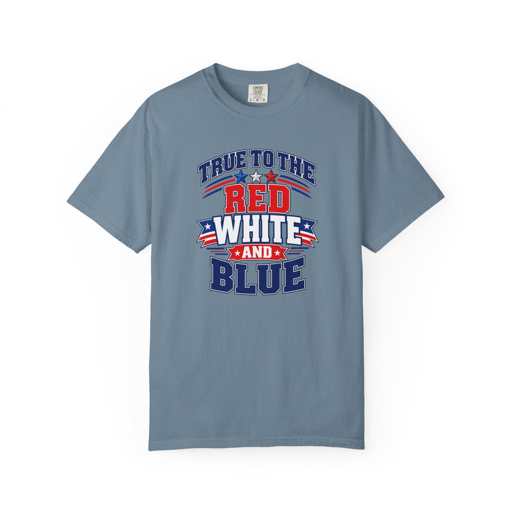 SatsandStripes.com True to the Red White and Blue Patriotic T-Shirt – American Flag USA Graphic Tee Ice Blue