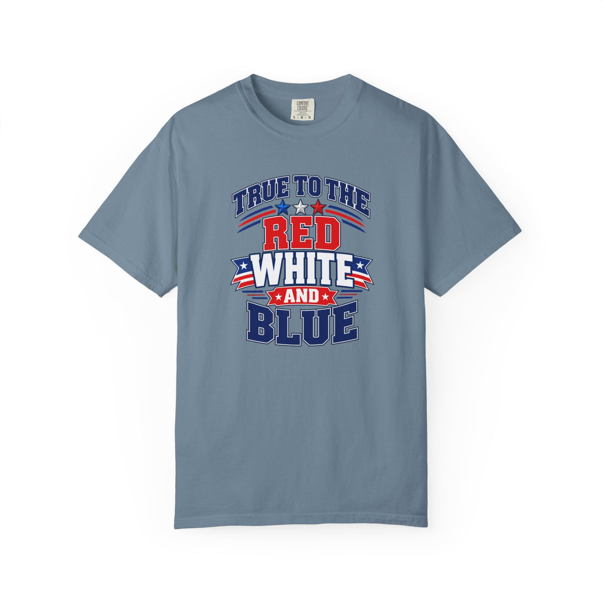SatsandStripes.com True to the Red White and Blue Patriotic T-Shirt – American Flag USA Graphic Tee Ice Blue