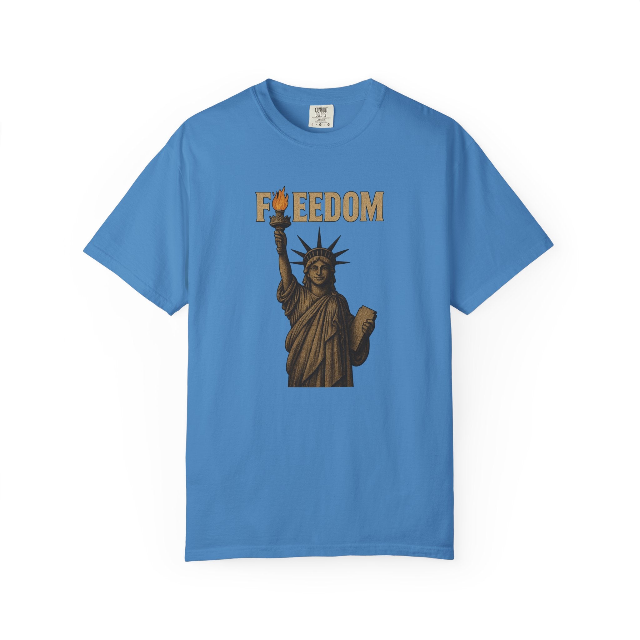 Freedom T-Shirt Freiheitsstatue Fackel Grafik Patriotisches USA T-Shirt 5 Farben 100% Baumwolle
