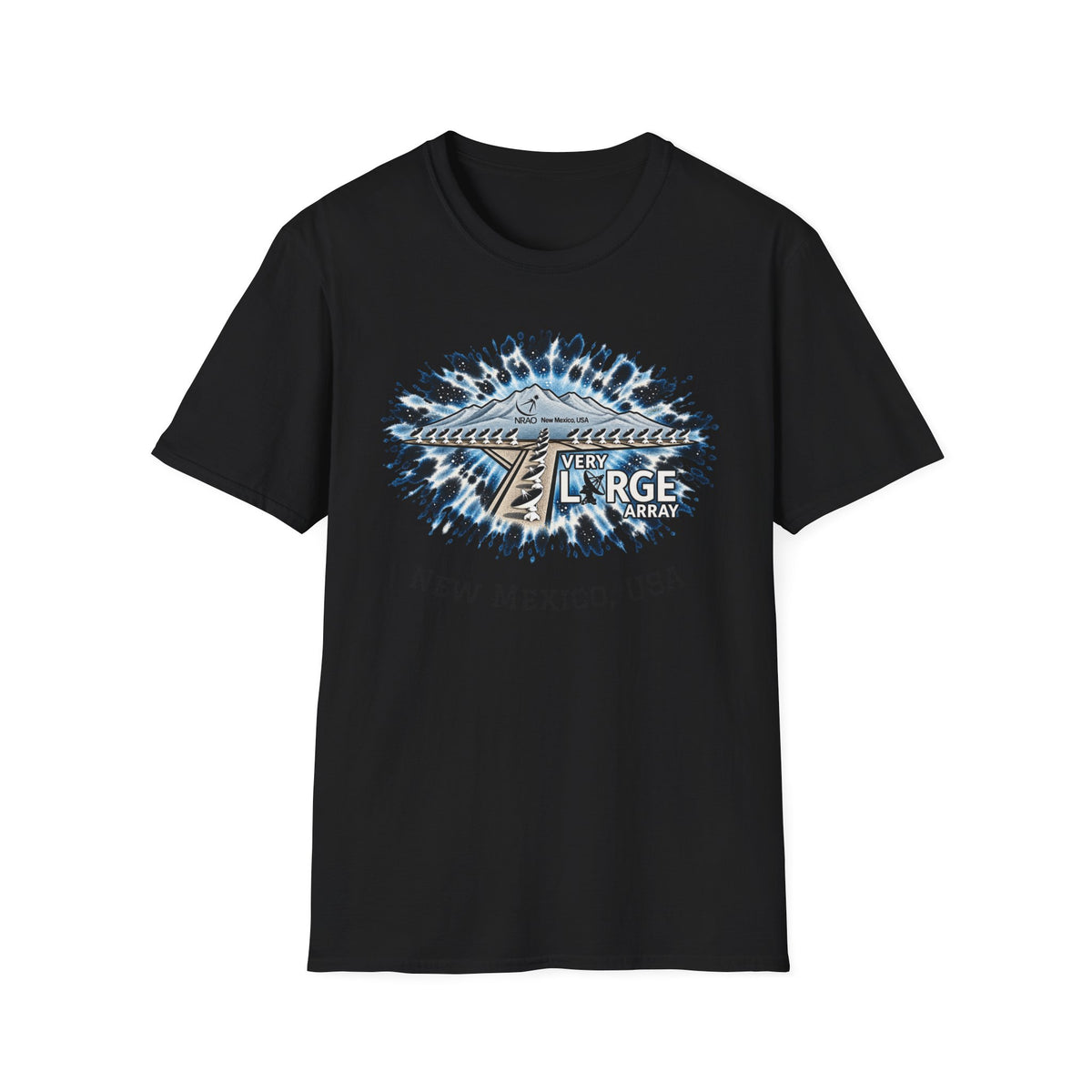 SatsandStripes.com Very Large Array New Mexico Softstyle® T-Shirt – VLA Radio Telescope Astronomy Graphic Tee Black