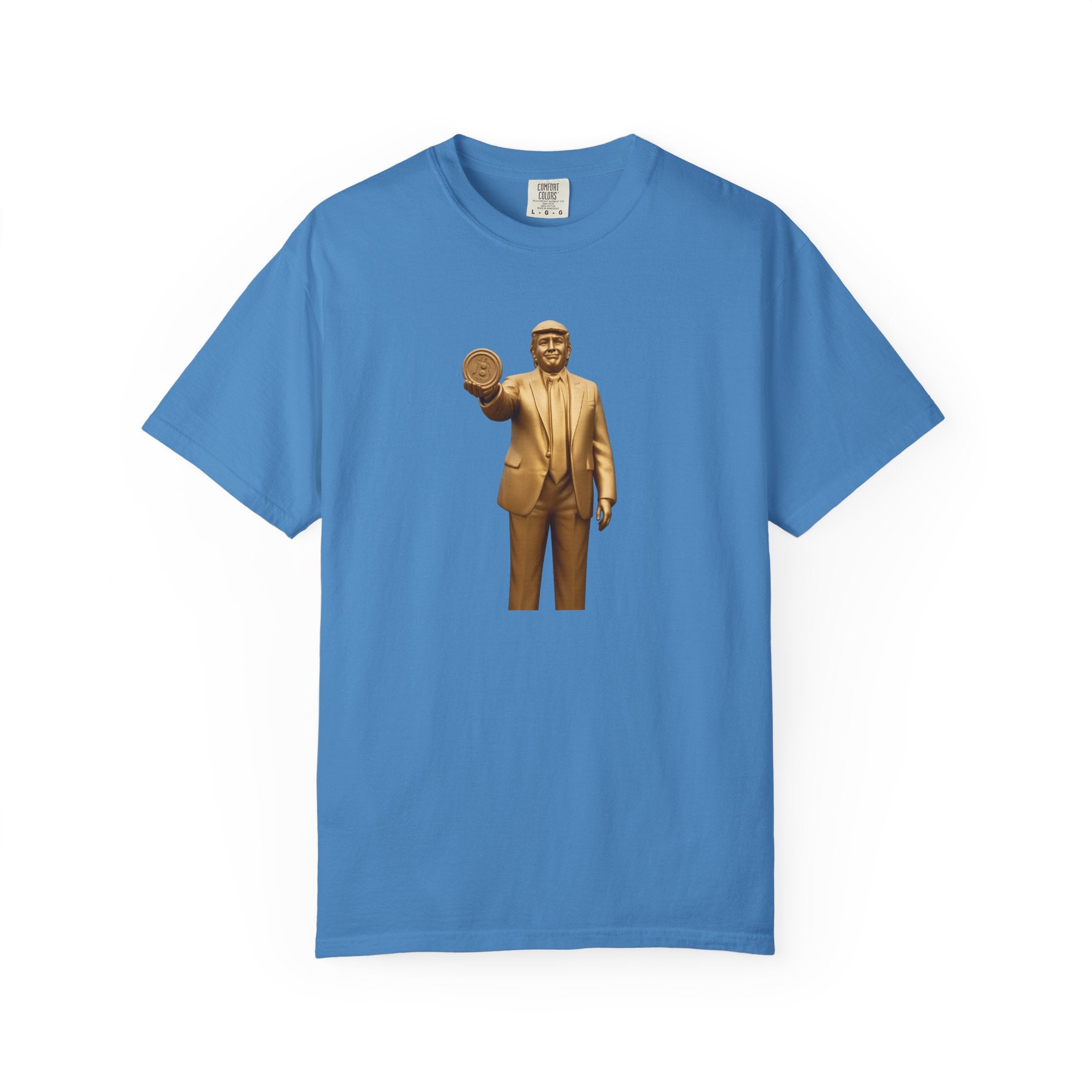 Golden Trump Bitcoin Statue TShirt Political Crypto Graphic Tee Bold Pro-Trump Bitcoin Supporter Shirt 6 colors 100% cotton