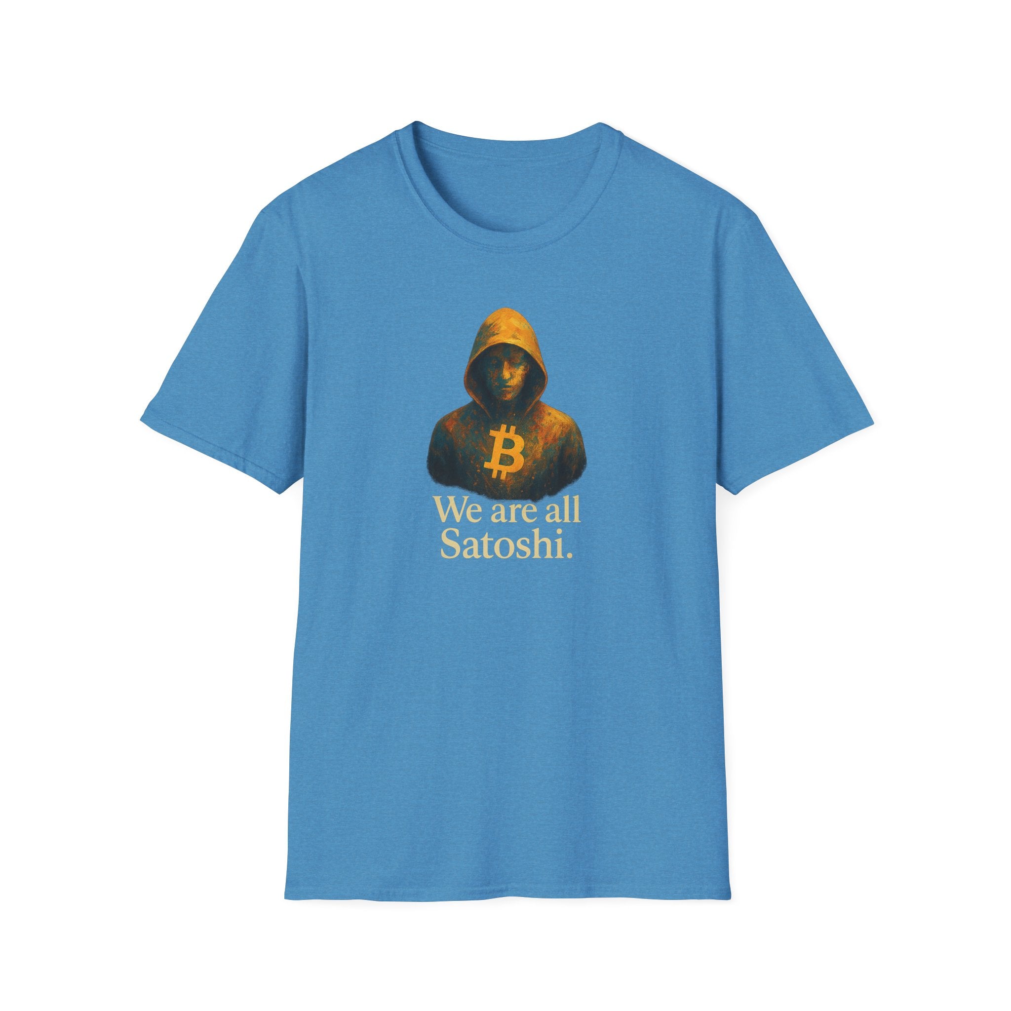 Sats and Stripes We Are All Satoshi Bitcoin T-Shirt Unite the chain Wear the code Blue