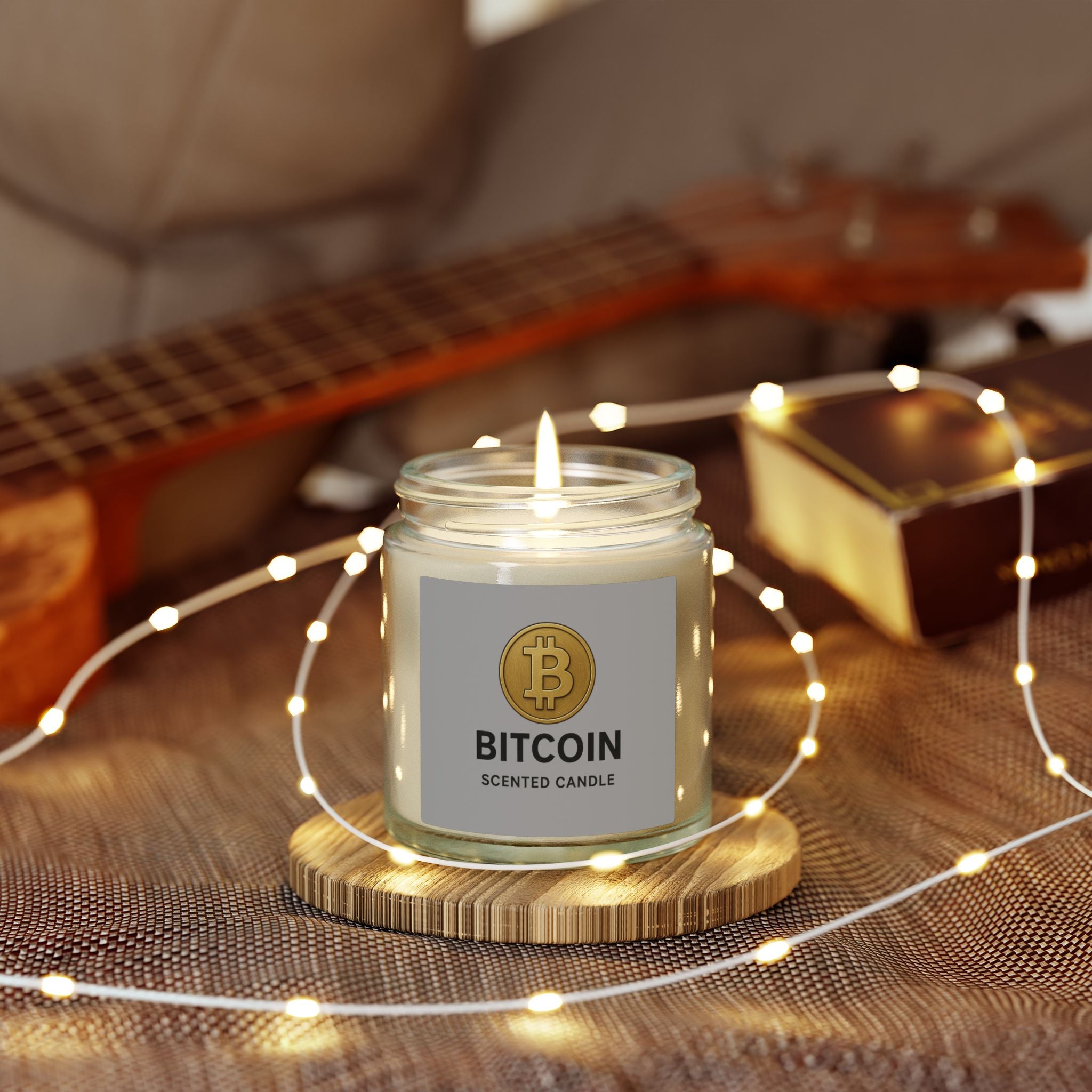 Bitcoin Logo Coconut-Apricot Wax Candle 4 oz & 9 oz sizes 8 fragrances available