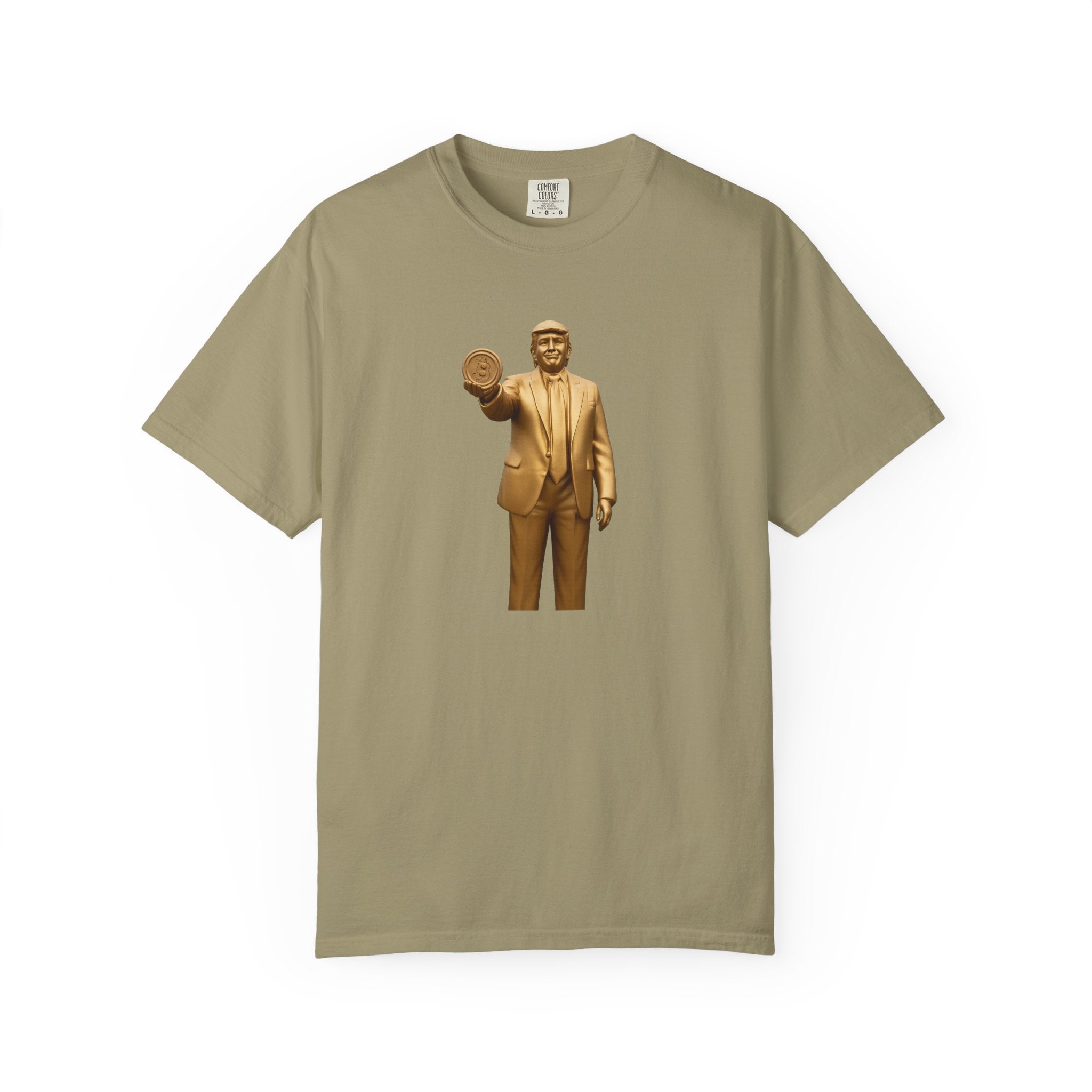 Golden Trump Bitcoin Statue TShirt Political Crypto Graphic Tee Bold Pro-Trump Bitcoin Supporter Shirt 6 colors 100% cotton