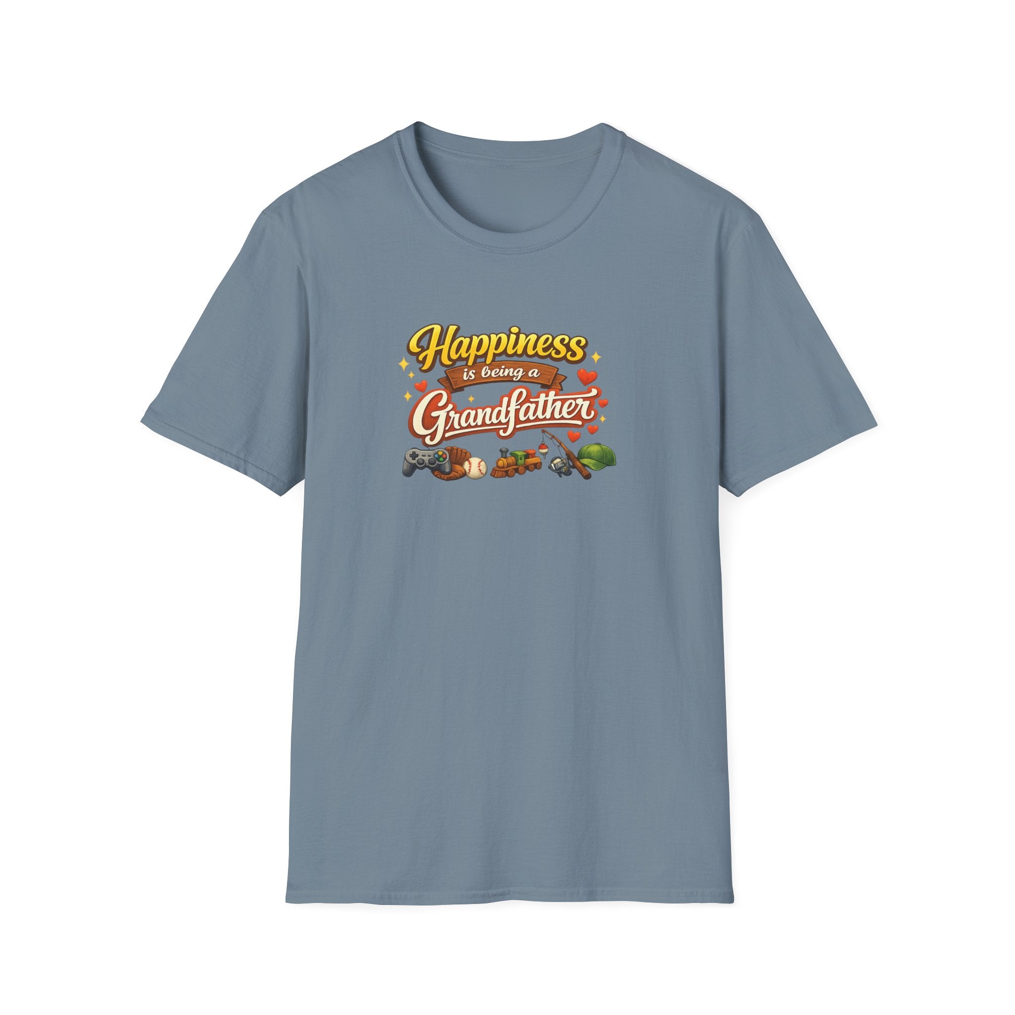 Happiness Is Being a Grandfather Shirt Proud Grandpa T-Shirt Gift for Granddad Grandpa Shirt from Grandkids 7 colors 100% cotton