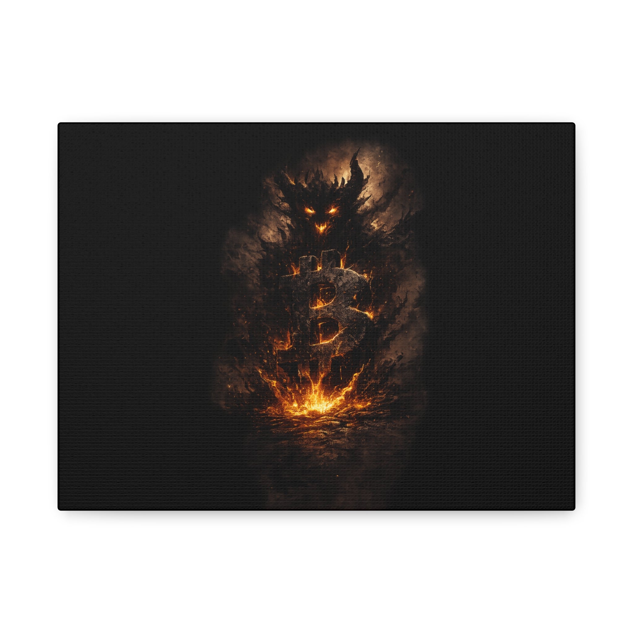Bitcoin Dark Shadow Matte Canvas Bitcoin Wall Art 12 x 9