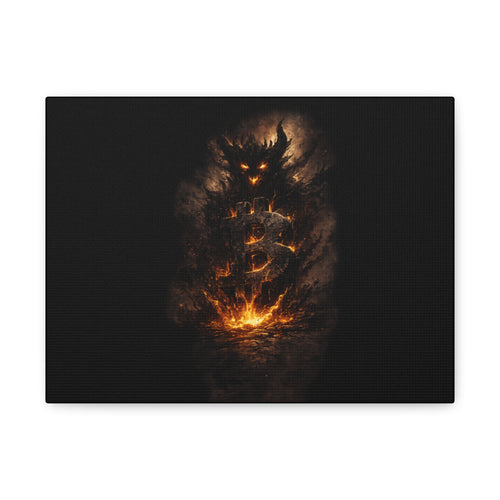 Bitcoin Dark Shadow Matte Canvas Bitcoin Wall Art 12 x 9