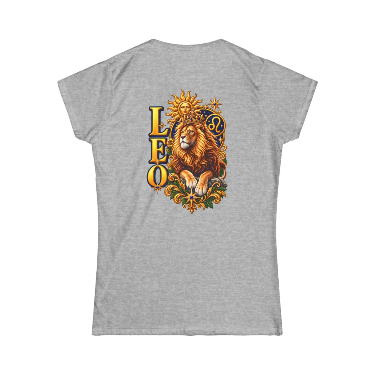 SatsandStripes.com Women’s Leo Zodiac SoftStyle T-Shirt – Bold Lion Astrology Tee for Confident Leo Women Grey