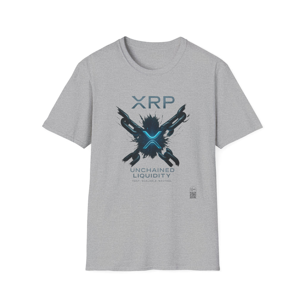 Sats and Stripes XRP Unchained Liquidity Ripple Crypto T-Shirt Grey