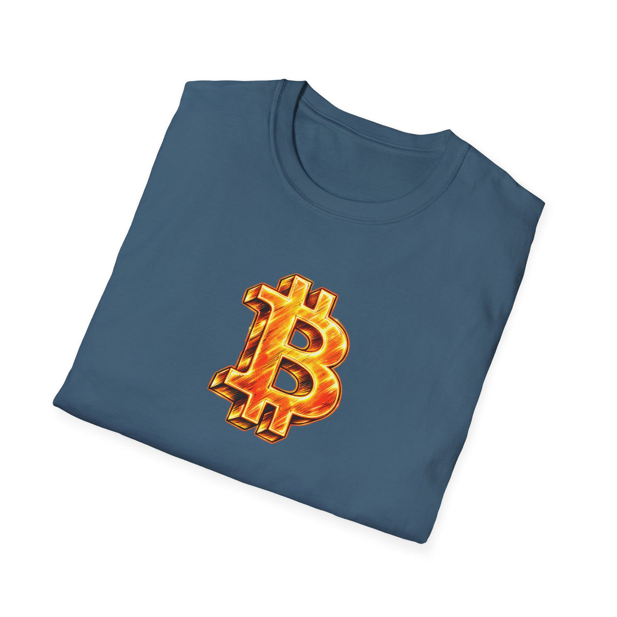 Fiery Bitcoin Logo Softstyle® T-Shirt Bold BTC Graphic Tee for HODLers & Bitcoin Fans 4 colors - 100% cotton