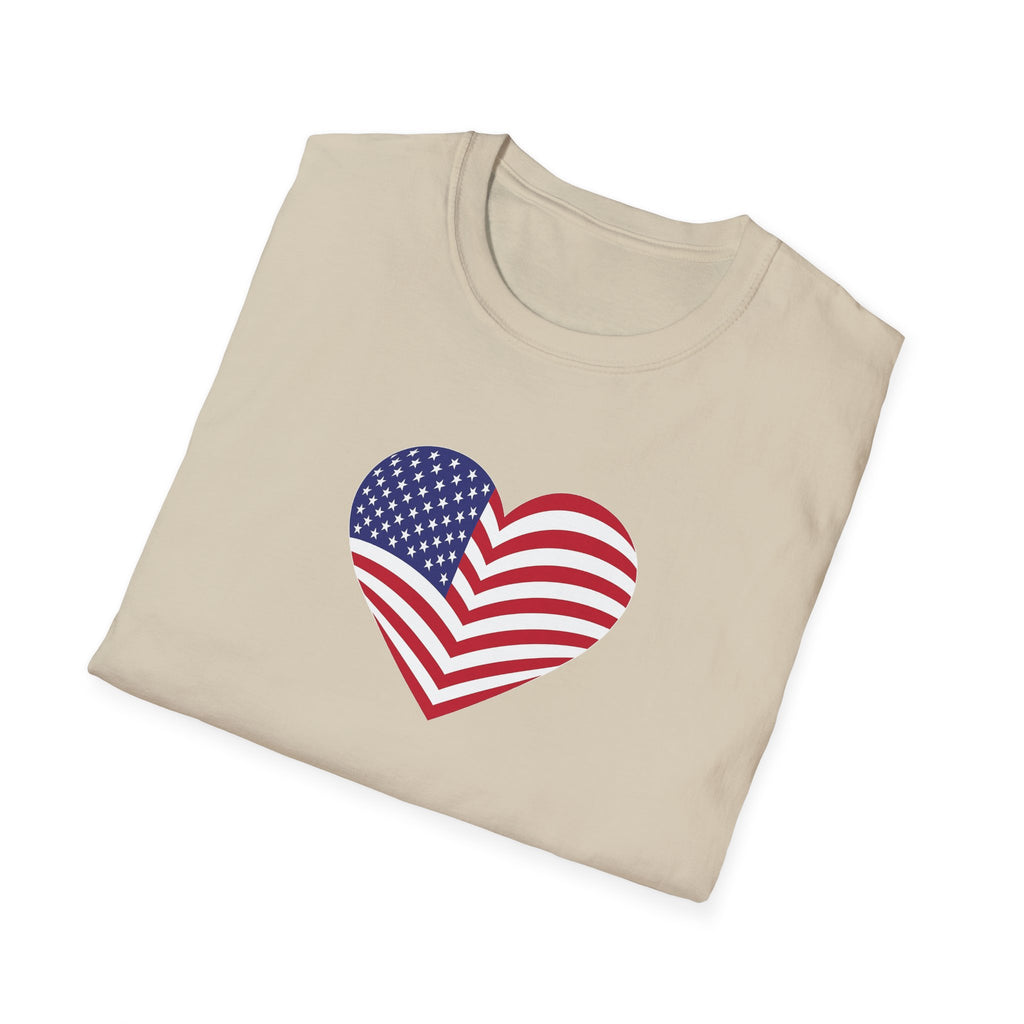 American Flag Heart TShirt Patriotic USA Love Tee Red White Blue Graphic Tee Summer USA Shirt 4 colors 100% cotton