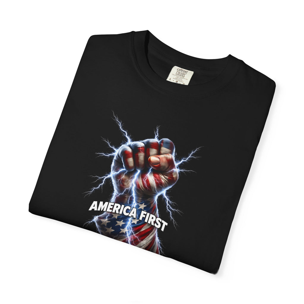 America First Patriotic T-Shirt MAGA Supporter Graphic Tee Pro America Political Apparel 4 colors 100% cotton