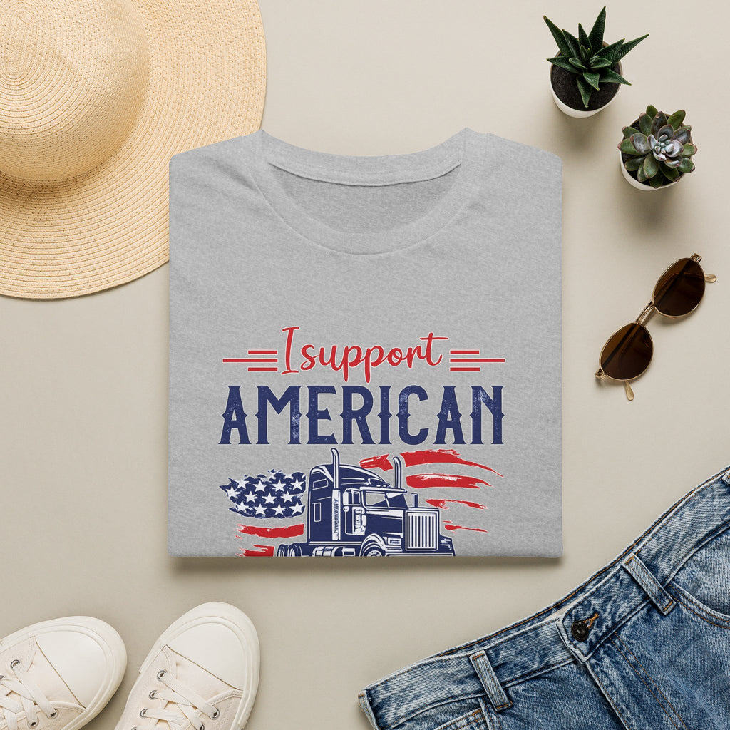 I Support American Truckers Shirt Trucker Wife Support Tee Patriotic Truck Apparel Proud Trucker Family Gift 5 colors 100% cotton