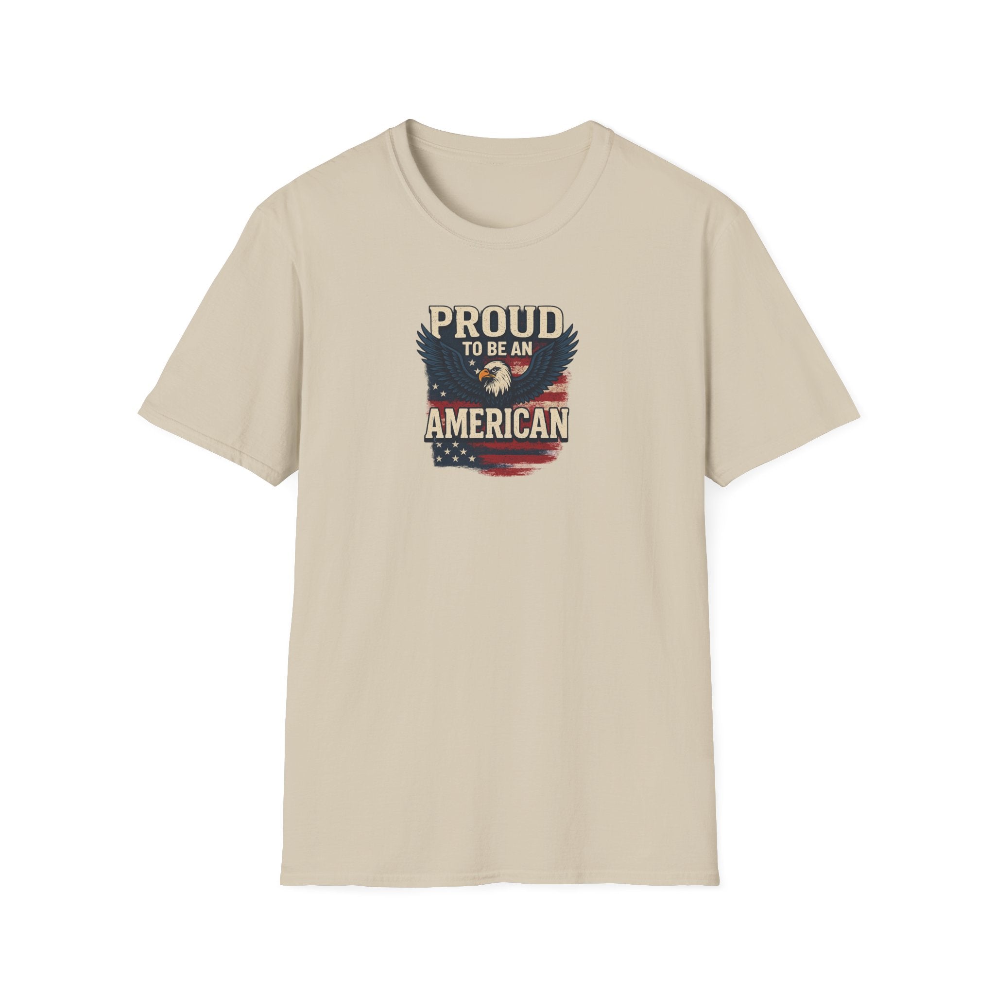 Proud to be an American at Least I know I'm Free Patriotic Tee with Eagle and Flag 5 colors 100% cotton