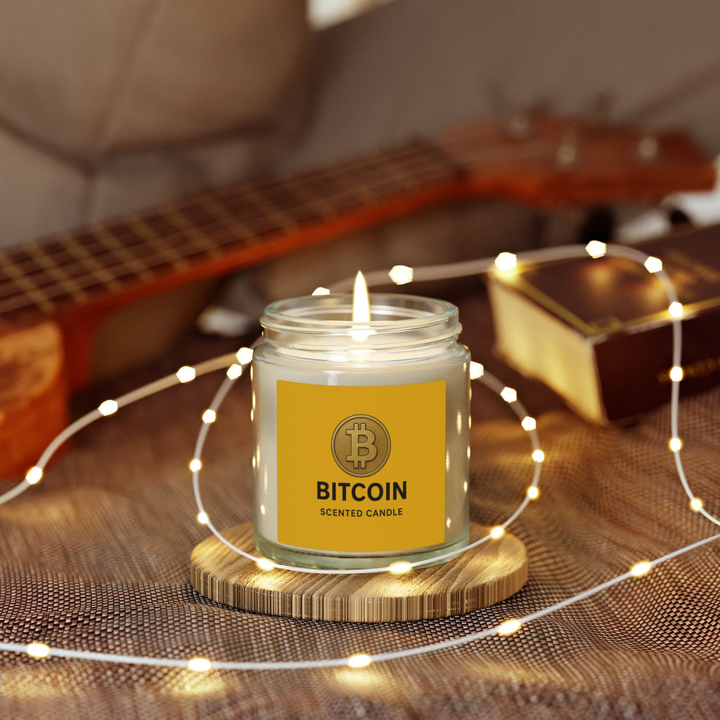 Bitcoin Logo Coconut-Apricot Wax Candle 4 oz & 9 oz sizes 8 fragrances available