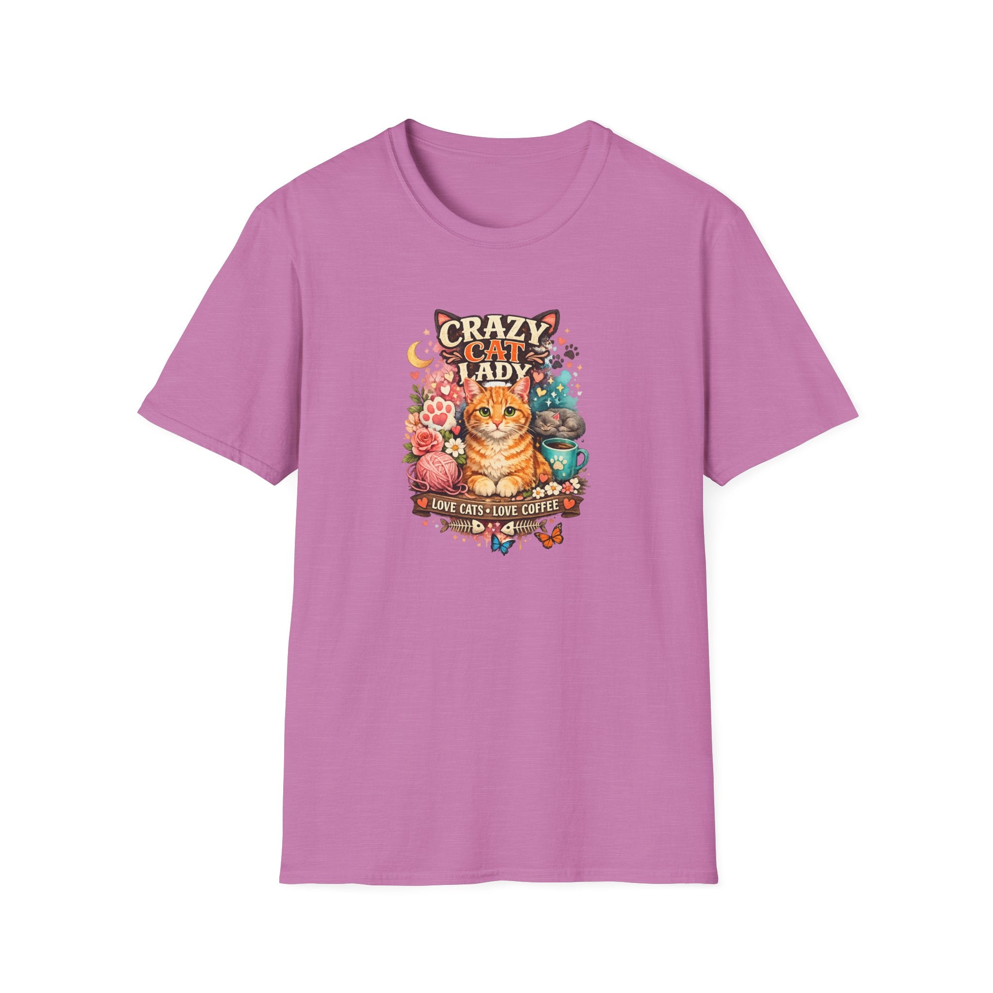 Crazy Cat Lady T-Shirt Love Cats Love Coffee Tee Cute Cat Mom Shirt Funny Cat Lover Top Gift for Cat Owners 8 colors 100% cotton
