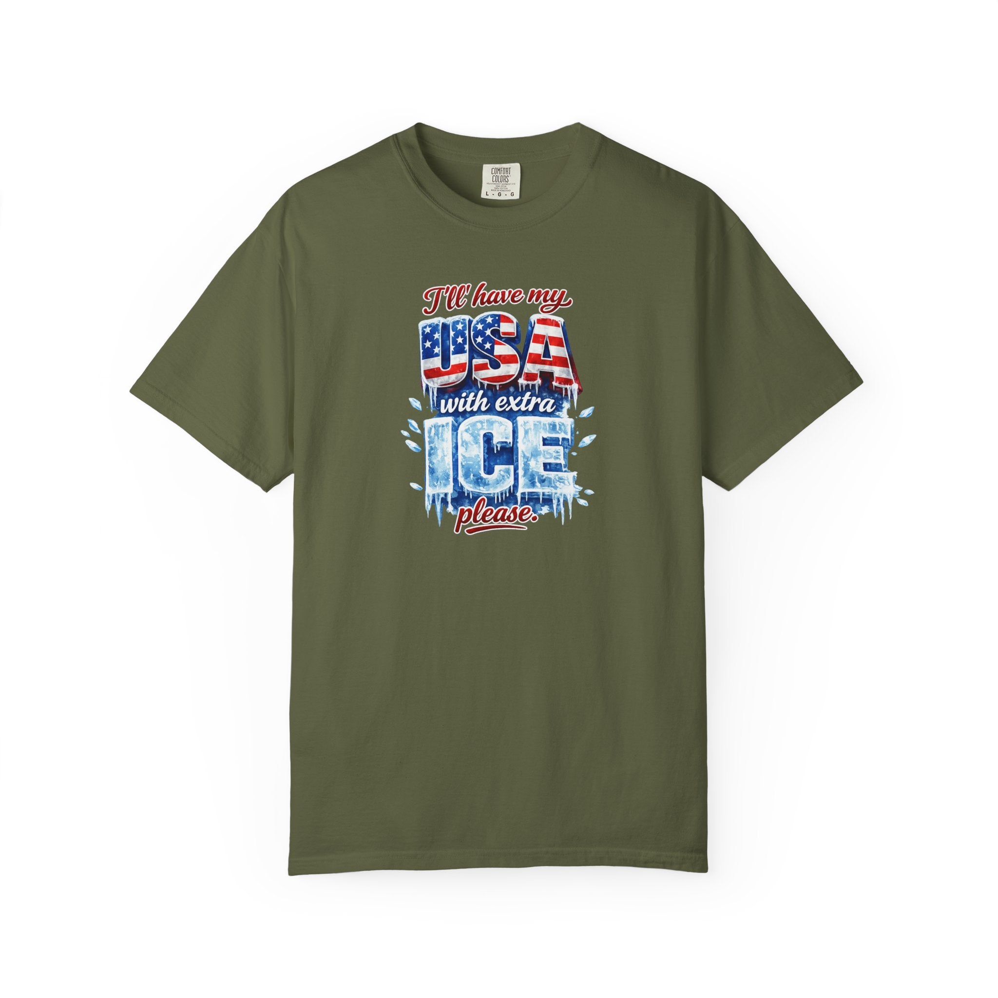 Patriotic "USA With Extra ICE" Shirt Men's Patriotic T-Shirt Pro Ice Merch USA Pride Apparel 6 colors 100% cotton