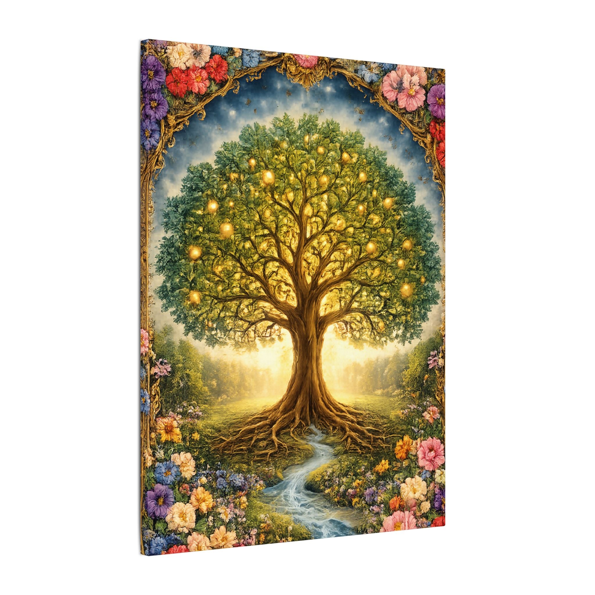 Tree of Life Canvas Wall Art Spiritual Nature Wall Decor Boho Botanical Wall Canvas Colorful Floral Tree of Life Print 18" x 24"