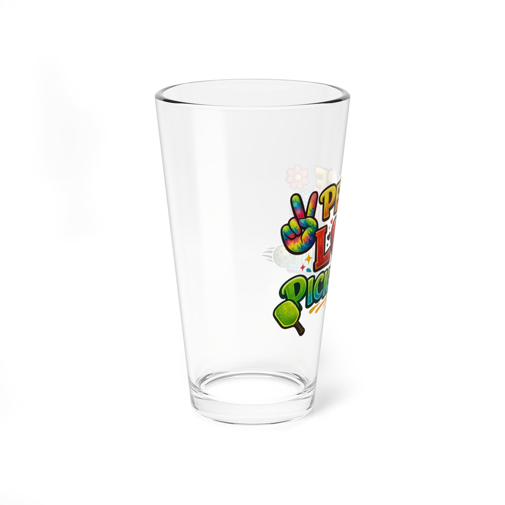 Peace Love Pickleball Pint Glass Fun Pickleball Gift Beer Glass for Pickleball Lovers 16 oz