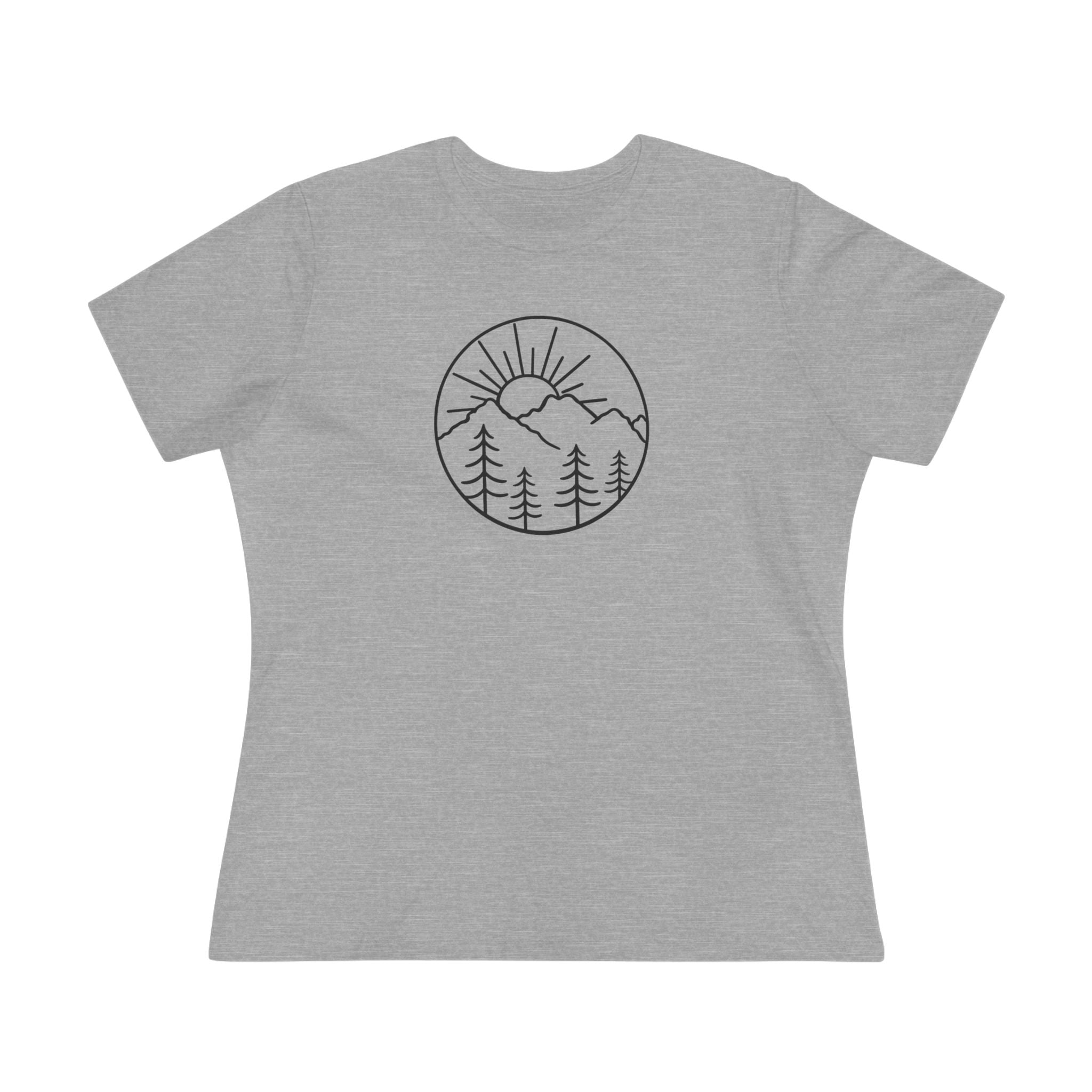 Mountain Sunrise Womens TShirt Minimalist Nature Graphic Tee Outdoor Adventure Shirt Hiking Lover Gift 6 colors 100% cotton