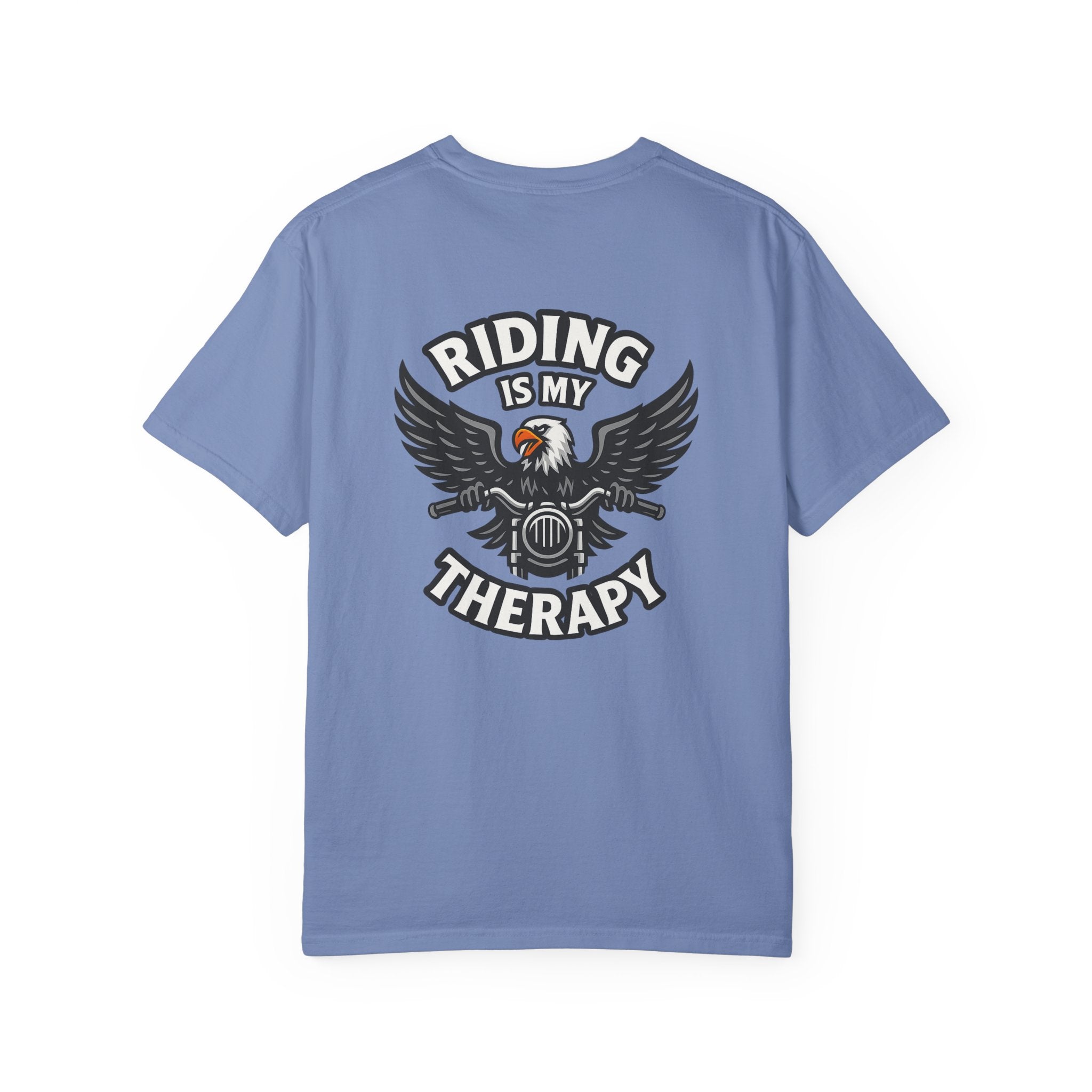 Riding is my Therapy Eagle Motorcycle T-Shirt Harley Biker Graphic Tee 8 colors 100% cotton