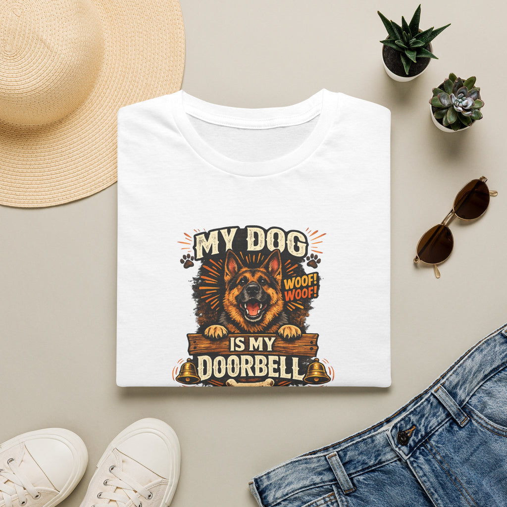 Mein Hund ist meine Türklingel T-Shirt Lustiges Hundeliebhaber-Shirt Hunde Mama Tee Haustierbesitzer Humor Shirt Niedliches Hunde Grafik Tee 6 Farben 100% Baumwolle
