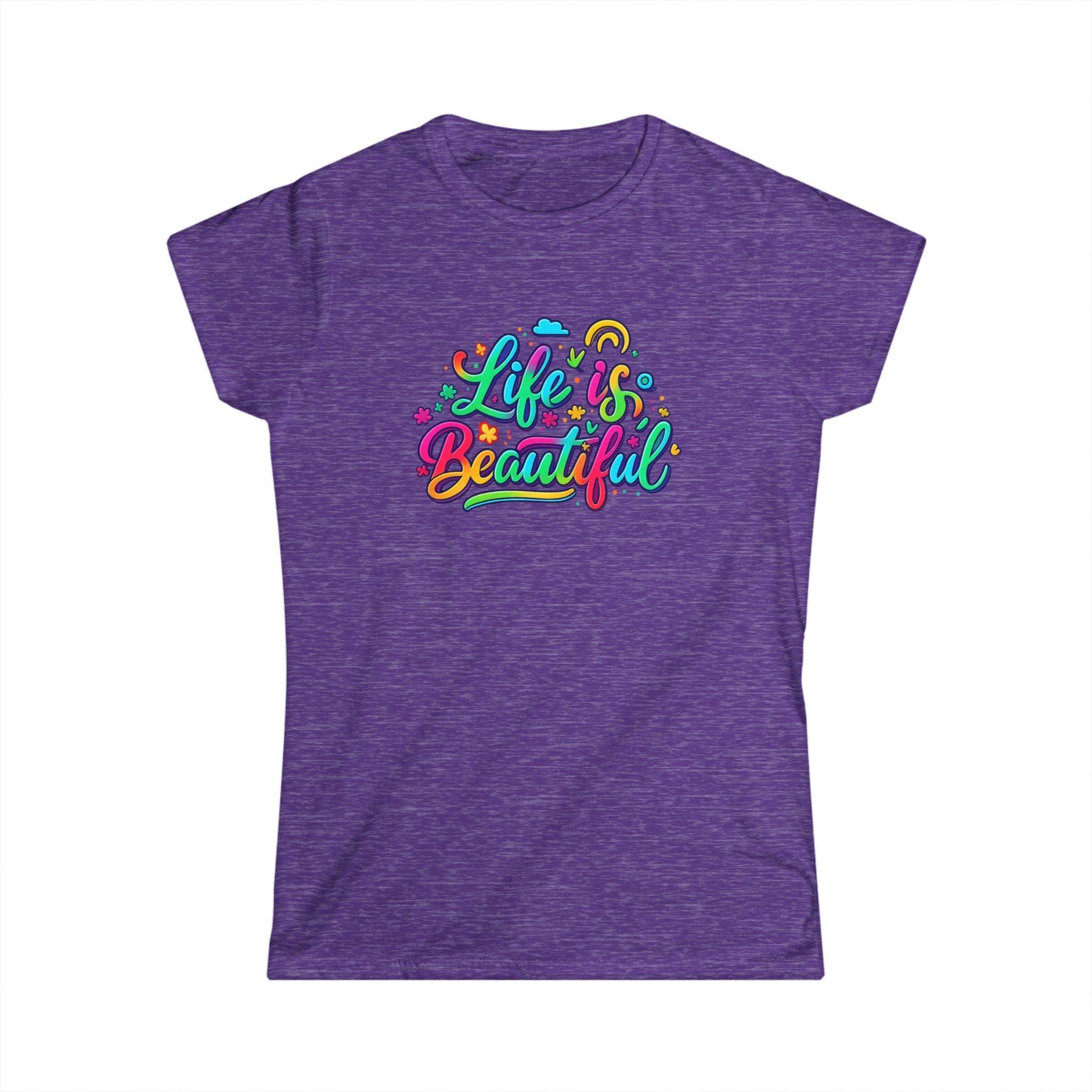 Life Is Beautiful Women's Tee Colorful Positive Vibes Shirt for Her 5 colors 100% cotton