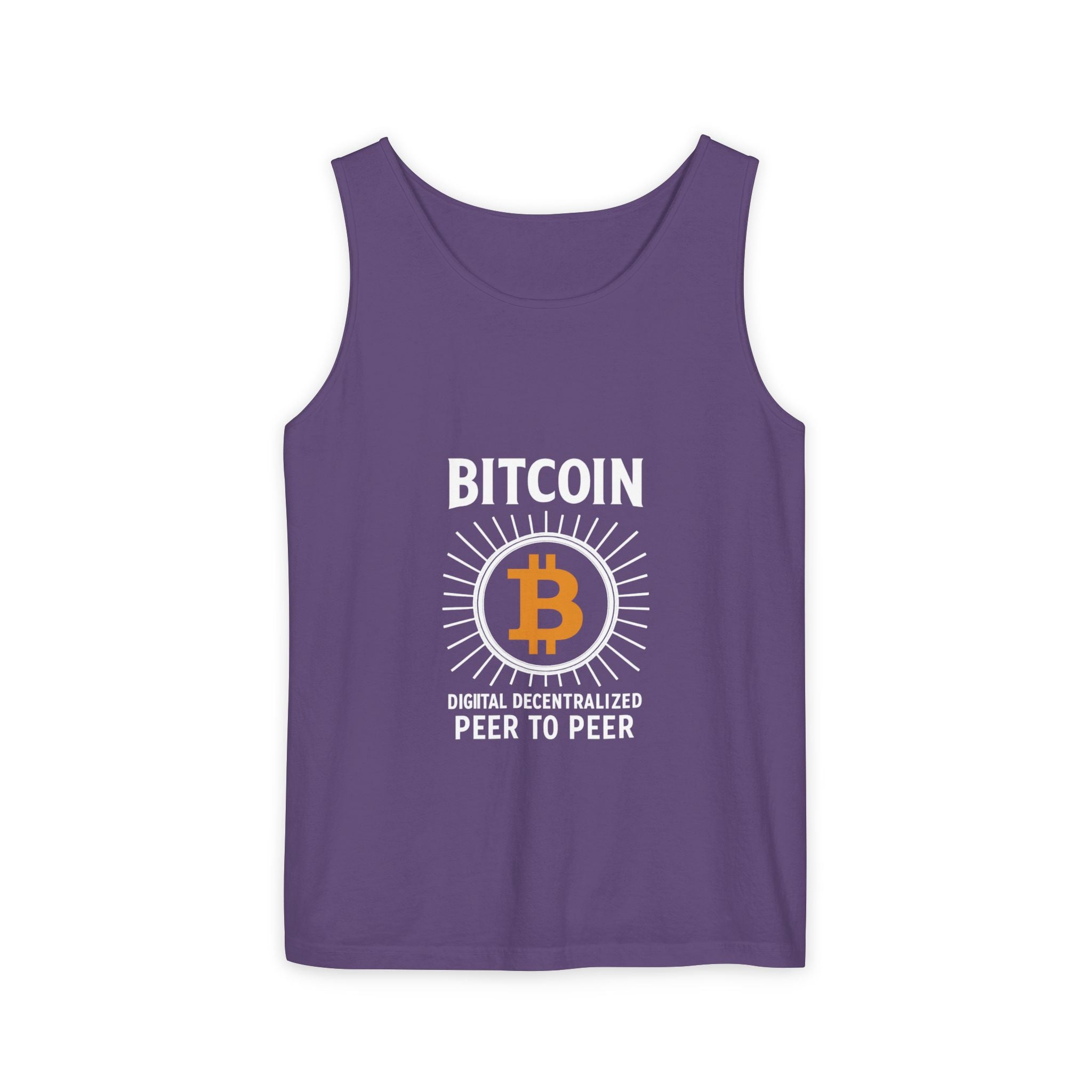 Bitcoin Tank Top Digital-Decentralized-Peer to Peer Wear the Revolution, Own the Future 4 colors 100% cotton