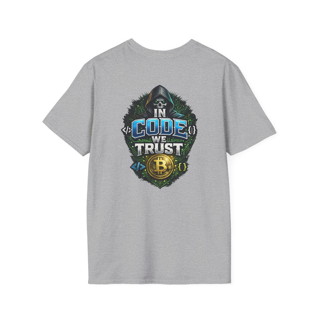 Sats and Stripes In Code We Trust Bitcoin Back Print T-Shirt Grey