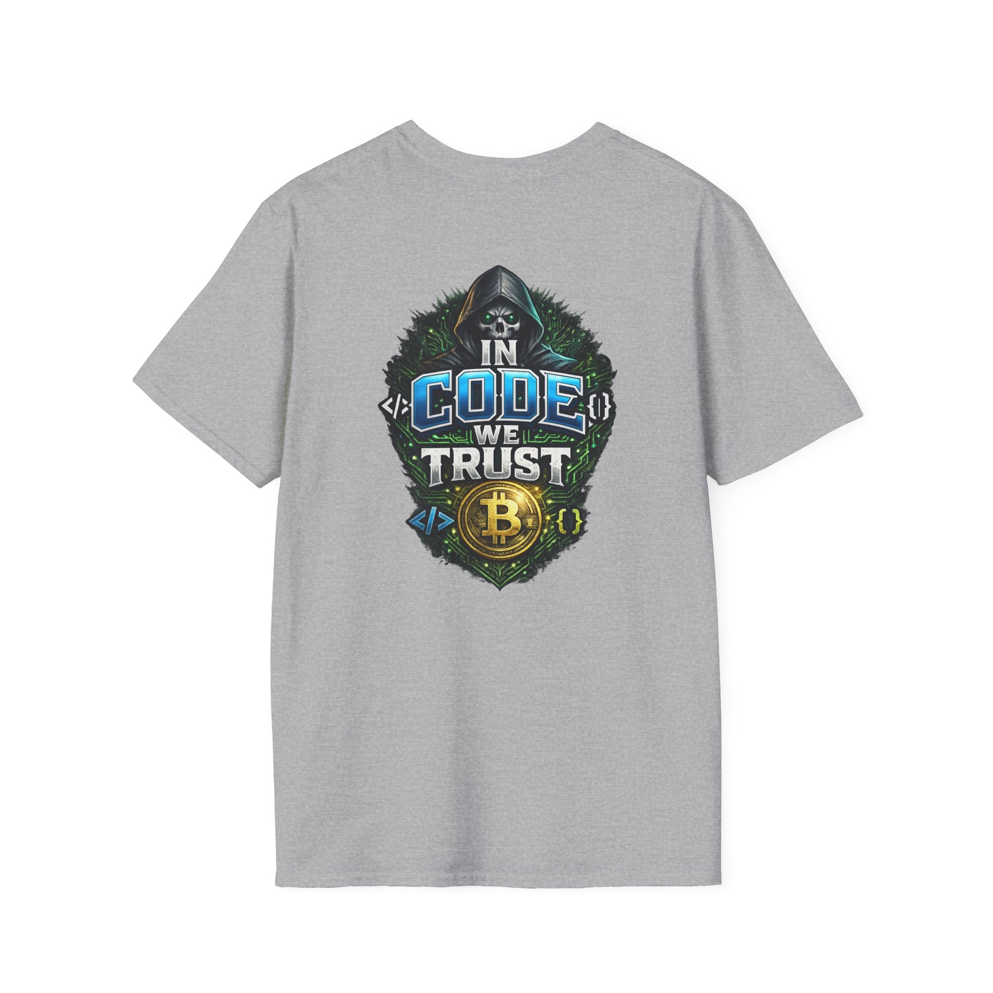 Sats and Stripes In Code We Trust Bitcoin Back Print T-Shirt Grey