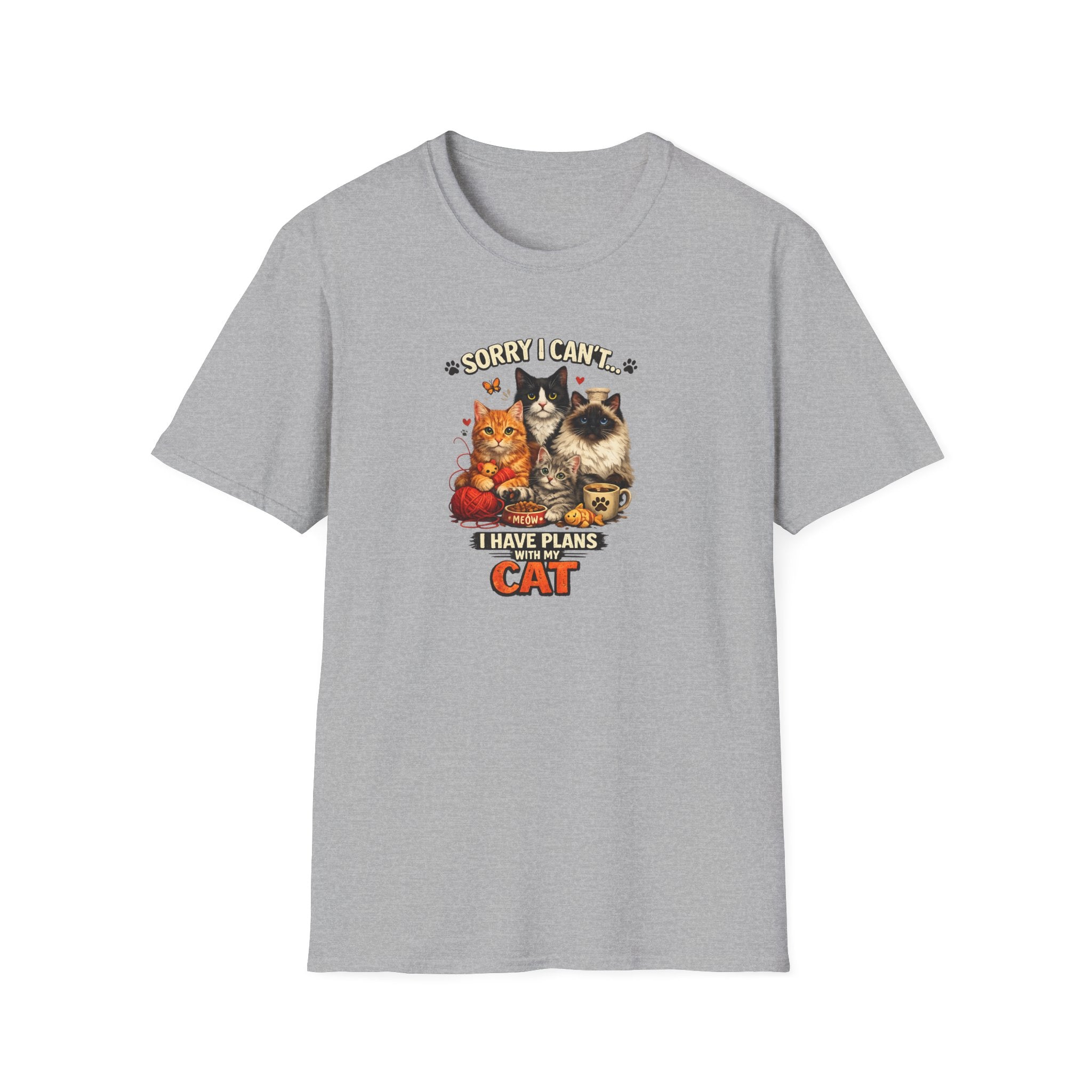 Sorry I Can't I Have Plans With My Cat T-Shirt Funny Cat Lover Tee Cat Mom Shirt Gift for Cat Owners 7 colors 100% cotton