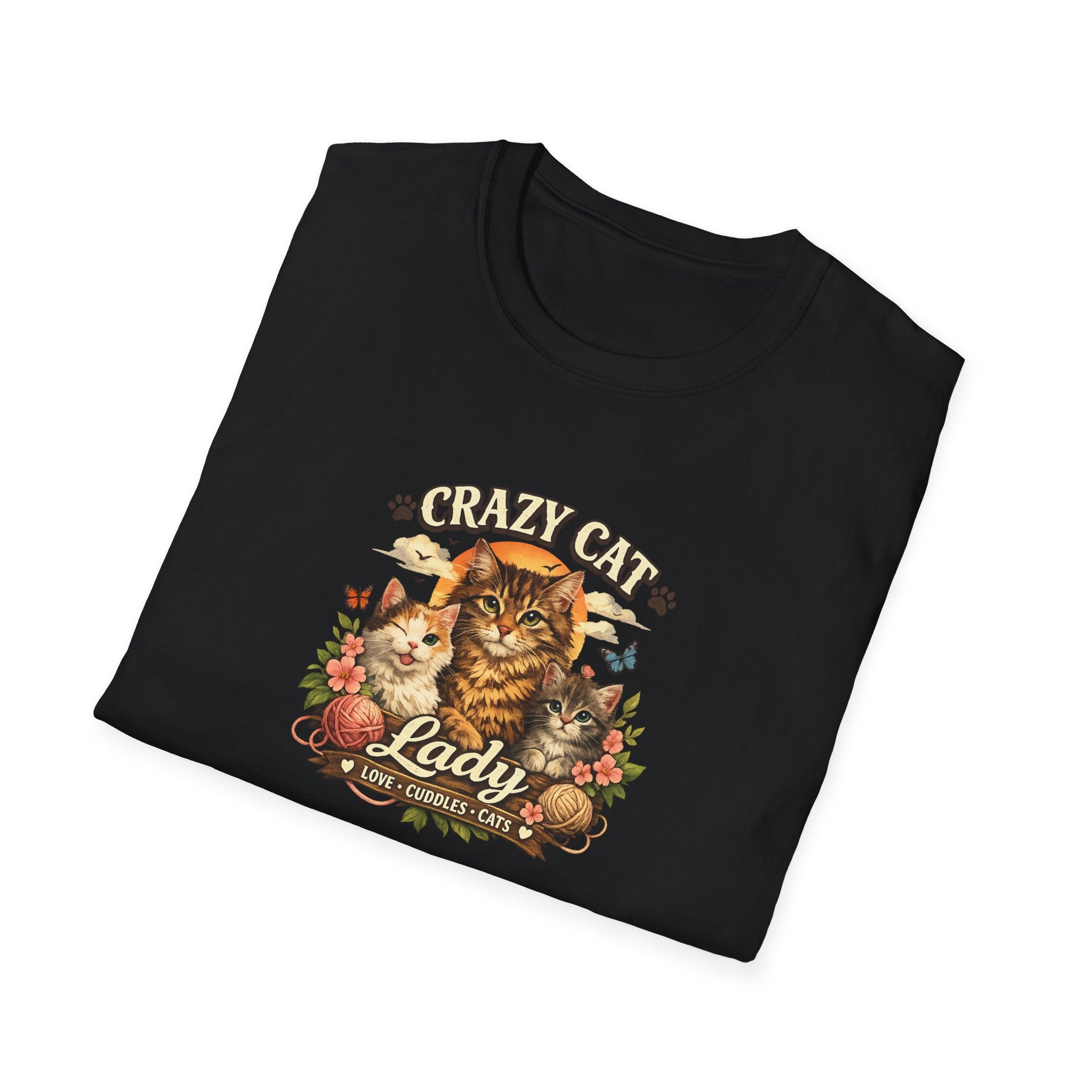 Crazy Cat Lady T-Shirt Funny Cat Lover Shirt Cat Mom Tee Cute Cat Graphic Shirt Gift for Cat Lovers 7 colors 100% cotton