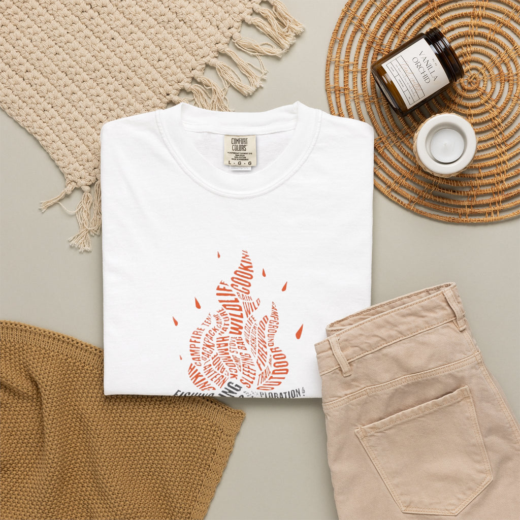 Campfire Typography T-shirt Camping Bonfire Graphic Tee 2 colors 100% cotton