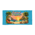 Tropical Paradise Sunset Beach Towel Palm Trees, Hibiscus, Ocean Scene - 2 sizes