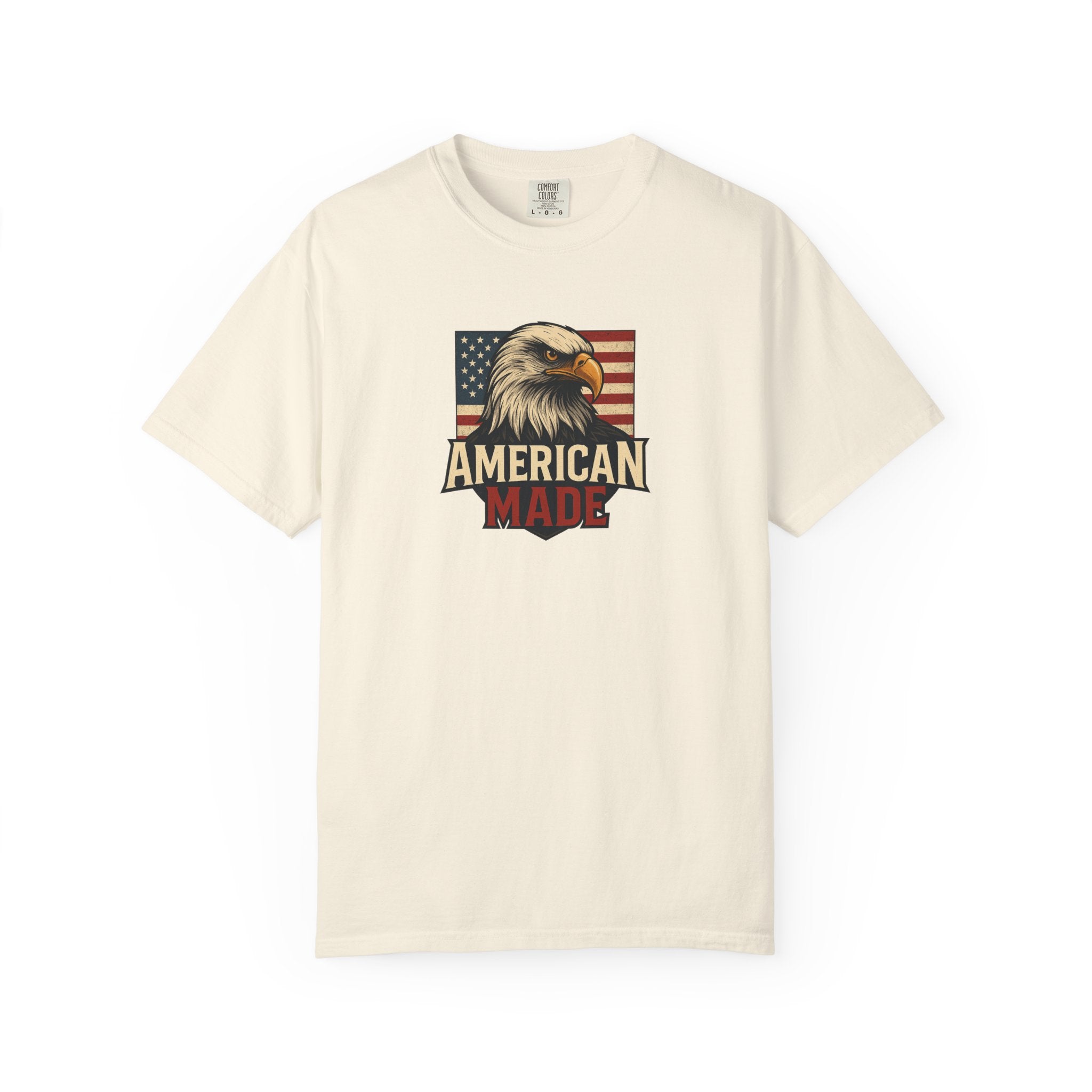Sats and Stripes Patriotic Eagle T-Shirt for Freedom Lovers American Made USA Pride Gift Ivory
