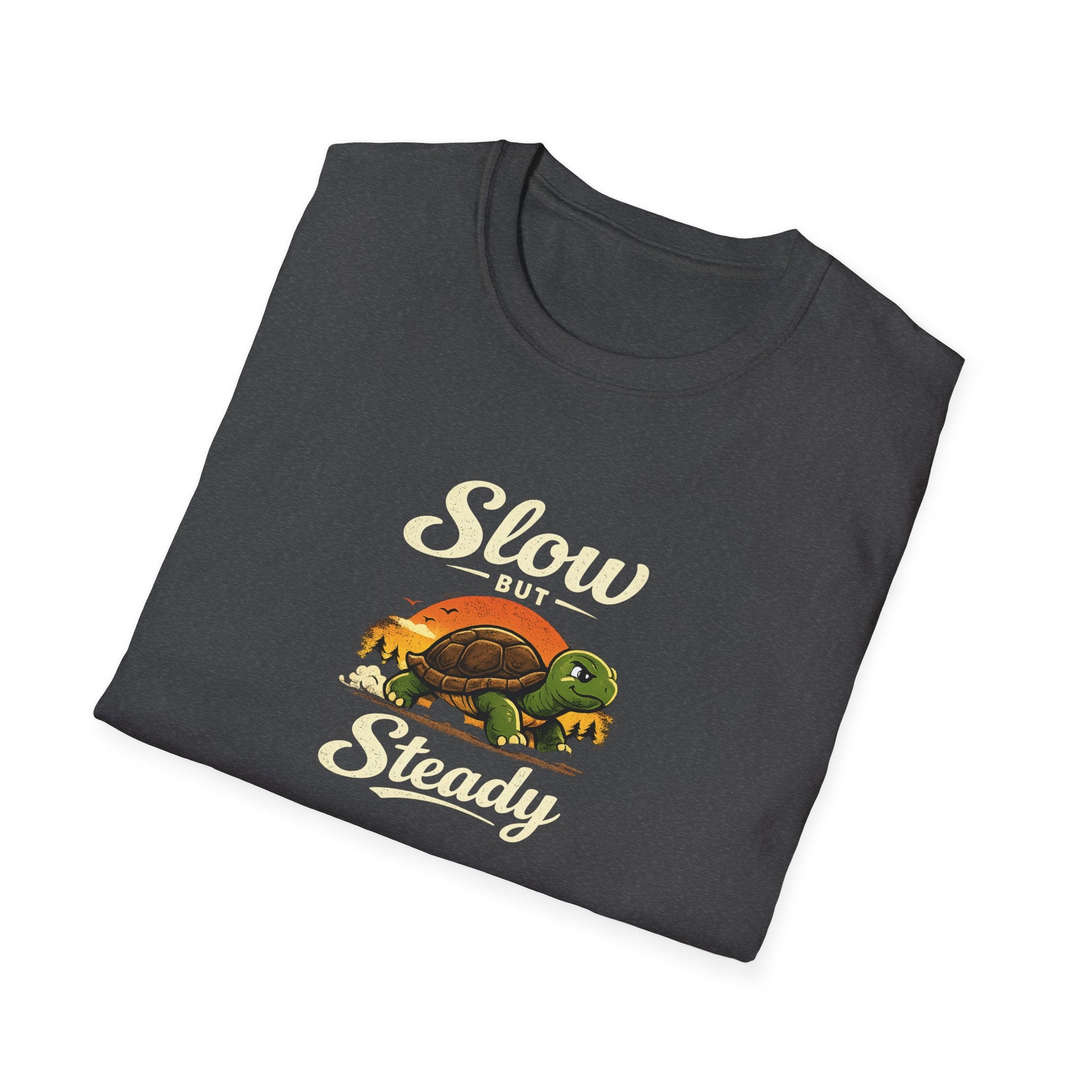 Slow But Steady Turtle T-Shirt Motivational Vintage Animal Graphic Tee Progress Over Speed Shirt 8 colors 100% cotton