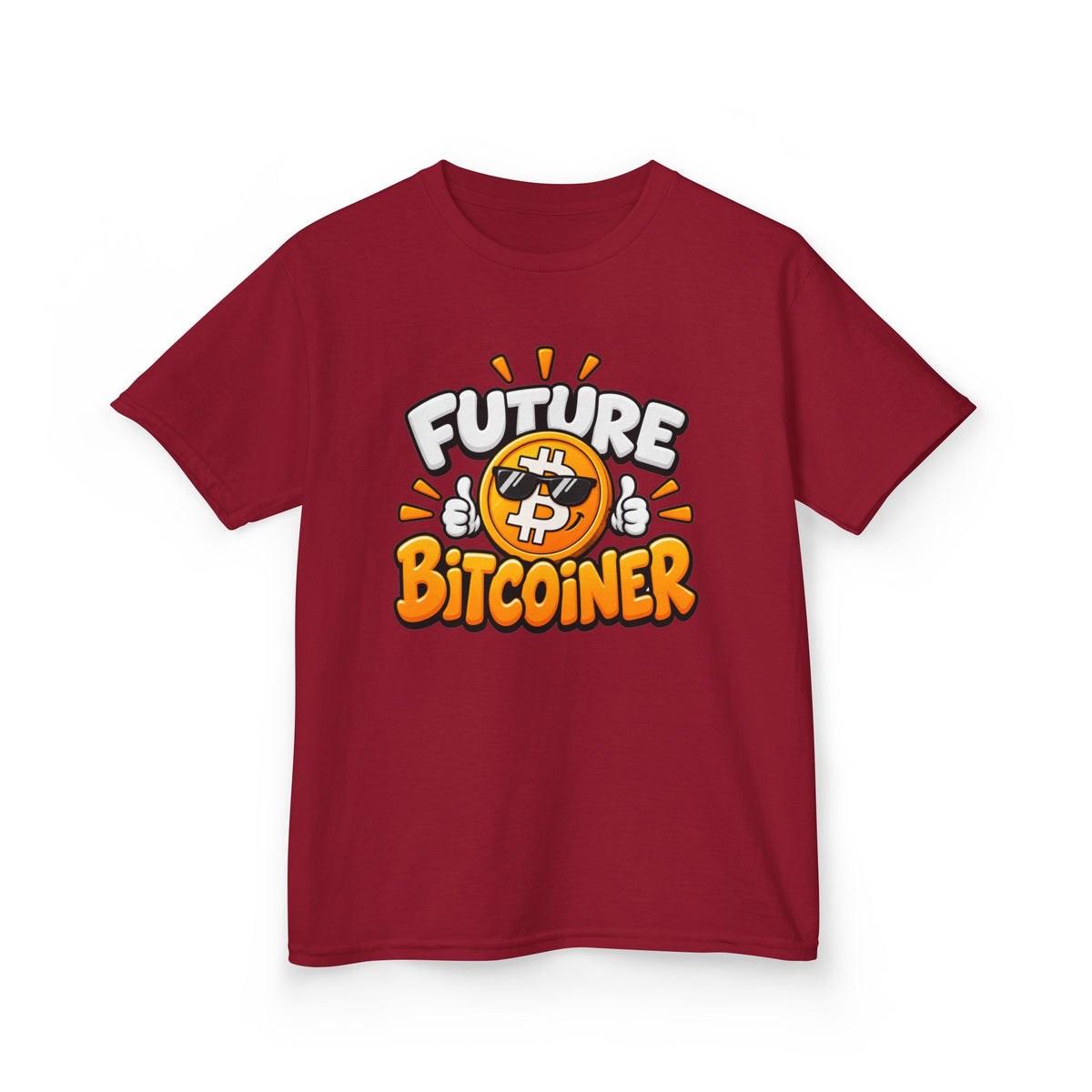 SatsandStripes.com Future Bitcoiner Youth T-Shirt – Kids Bitcoin Graphic Tee Cardinal Red