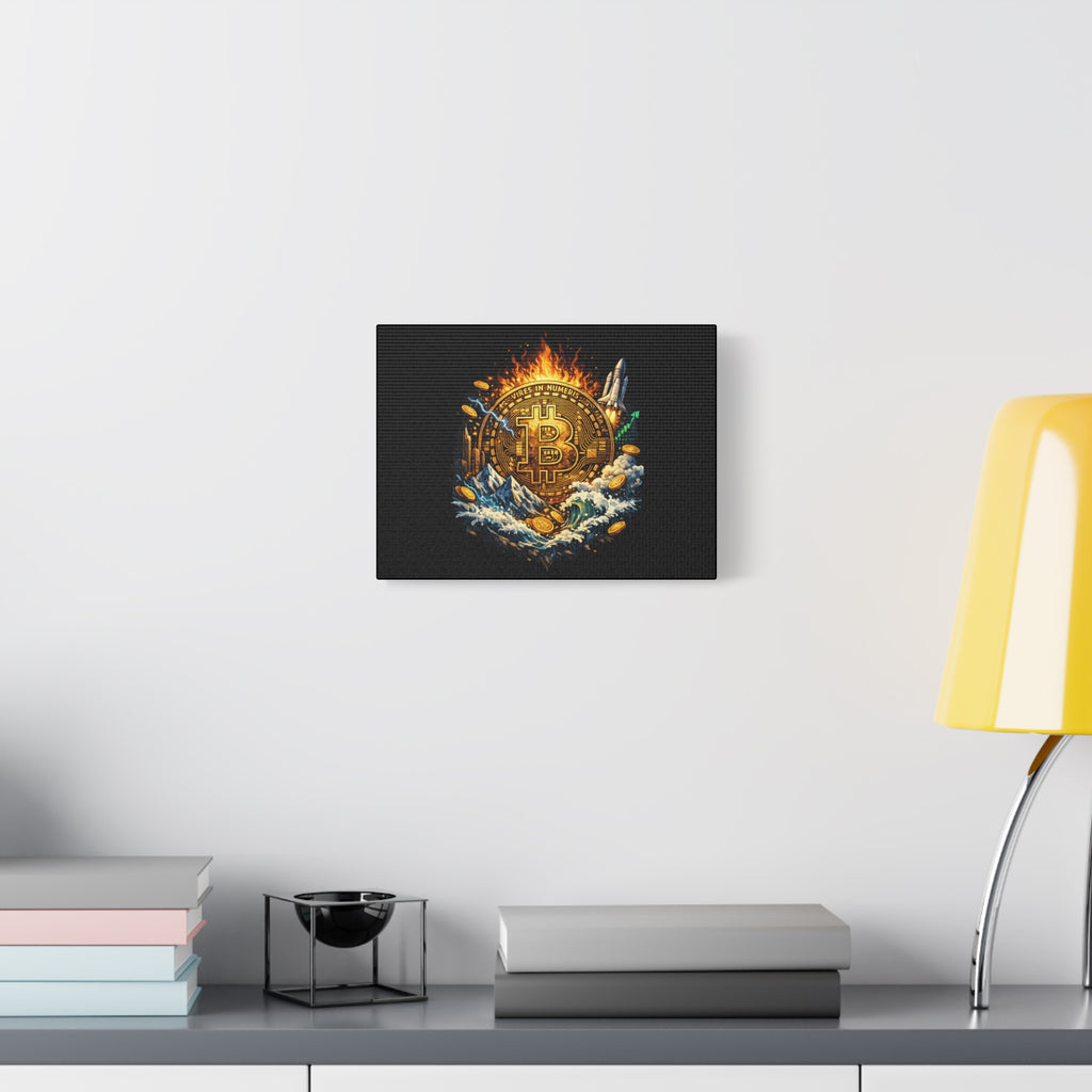 Bitcoin Fire & Ice Canvas Wall Art Epic Crypto Artwork BTC Investor Decor Cryptocurrency Wall Art 12 x 9