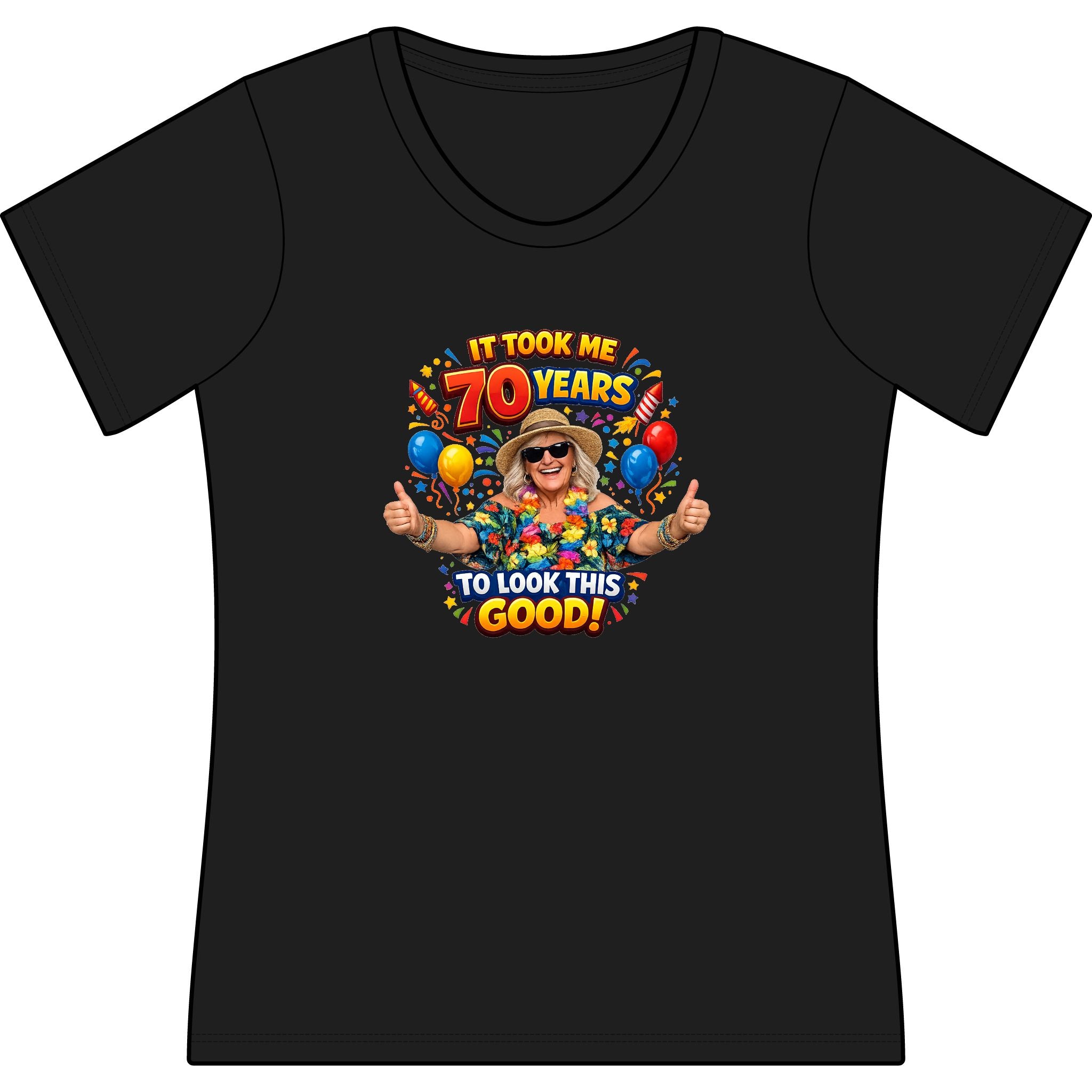 Funny 70th Birthday T Shirt for Women Stylish Senior Birthday Gift 3 colors cotton/polyester/spandex blend