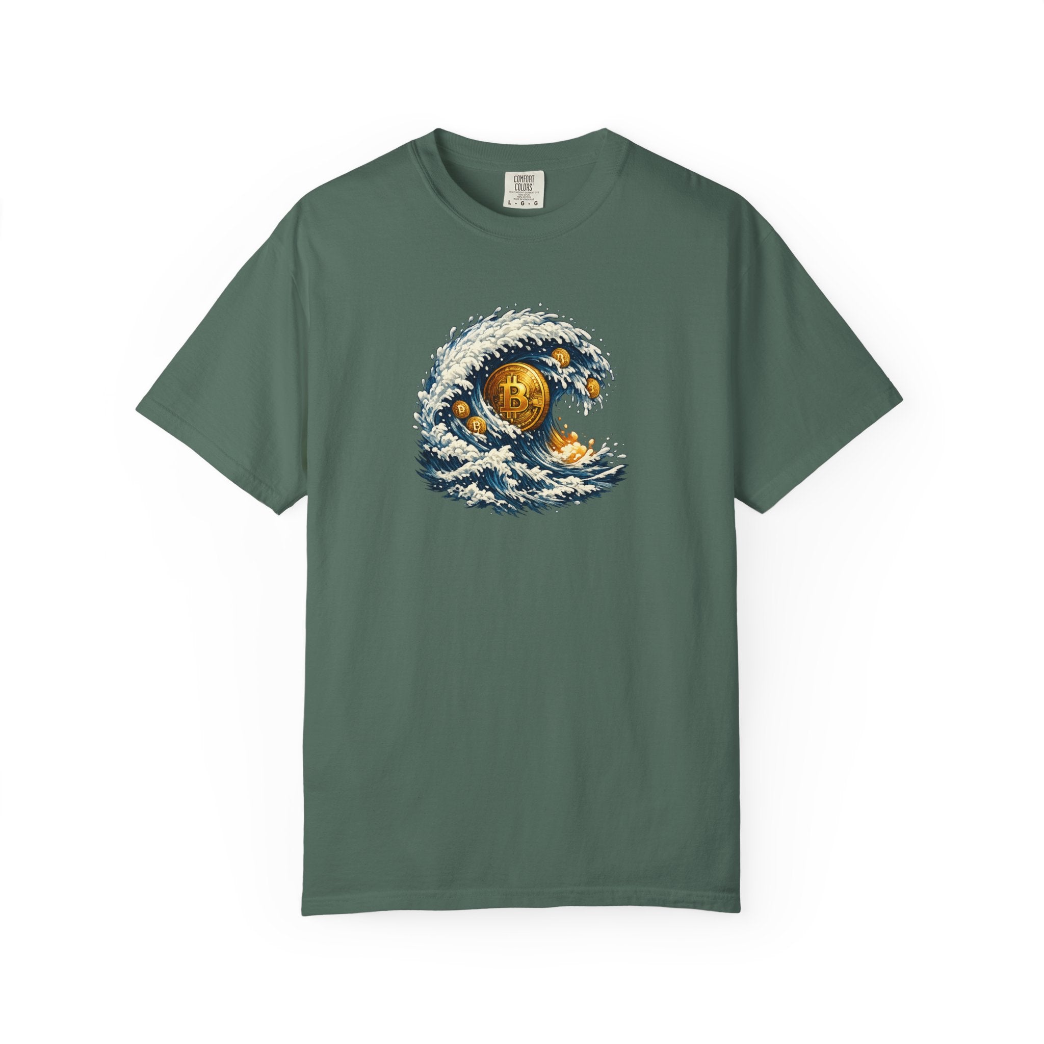 Bitcoin Tidal Wave T-Shirt Futuristic Crypto Graphic Tee Bitcoin Art Shirt Crypto Gift 12 colors 100% cotton