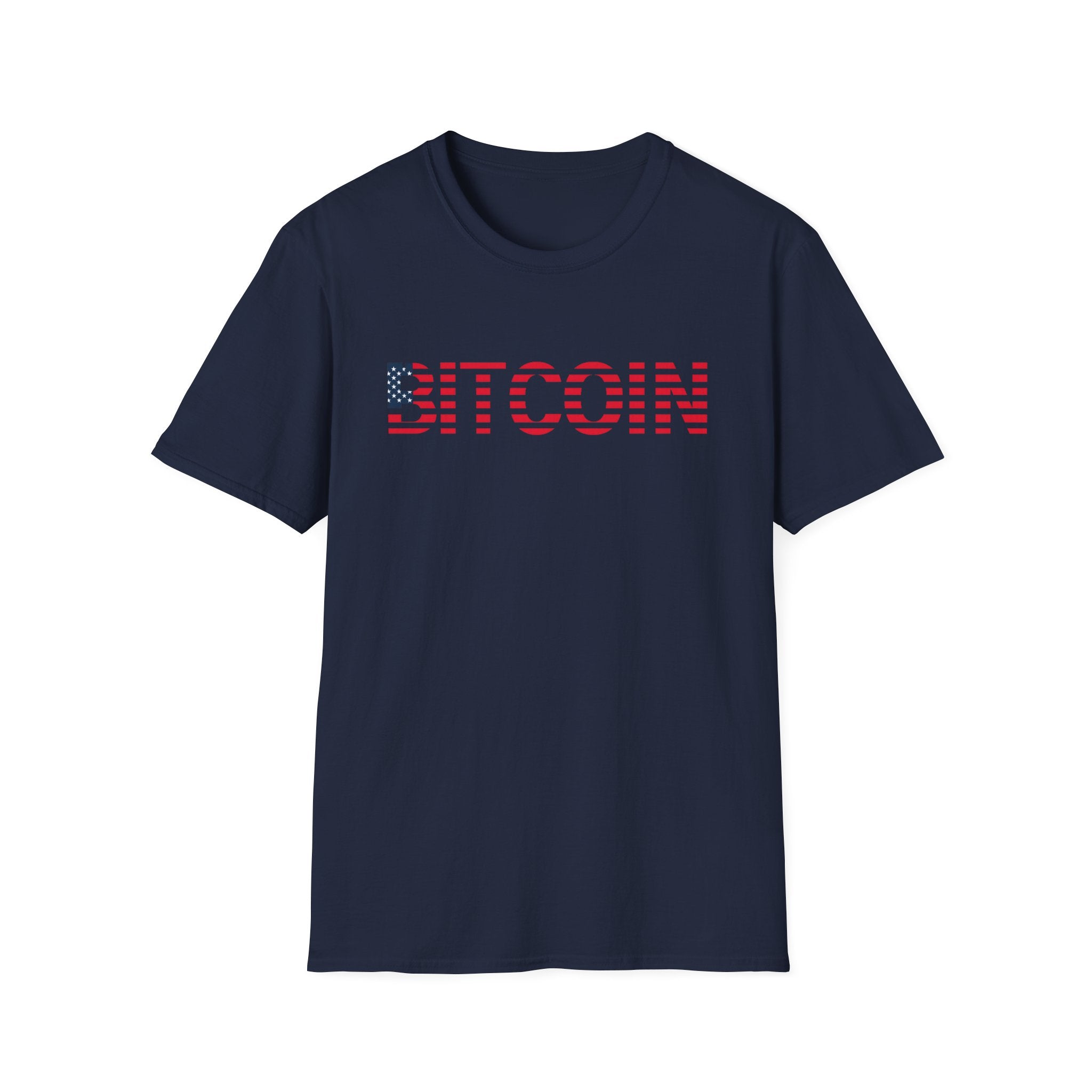 Sats and Stripes Patriotic Bitcoin & Freedom Stars Stripes and Sound Money T-shirt Navy